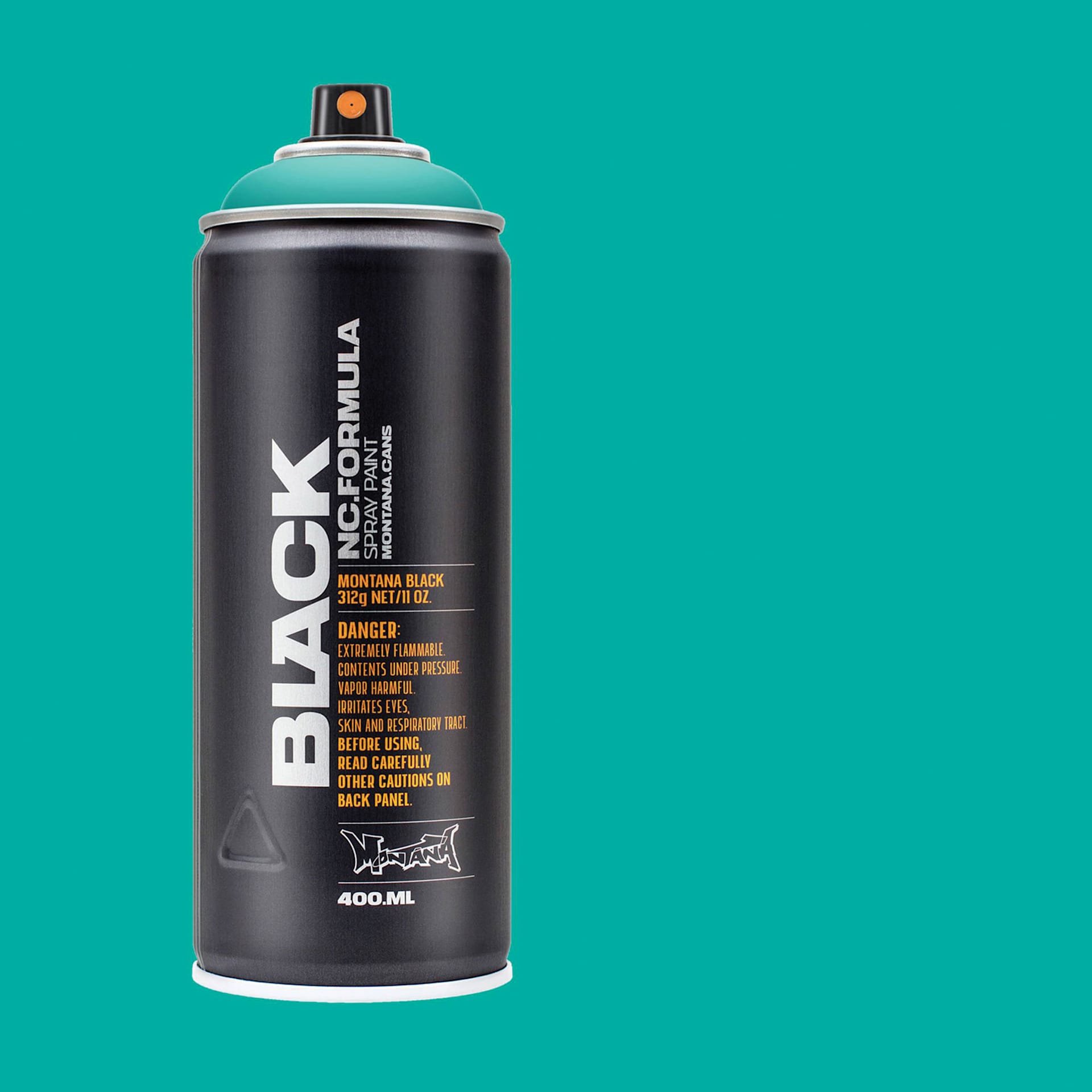 Montana Black Spray Paint - Surgery, 400 ml can with swatch