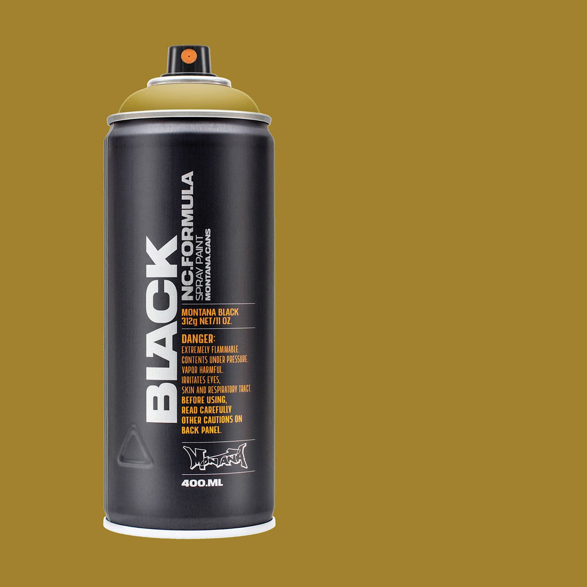 Montana Black Spray Paint - Dehli, 400 ml can with swatch