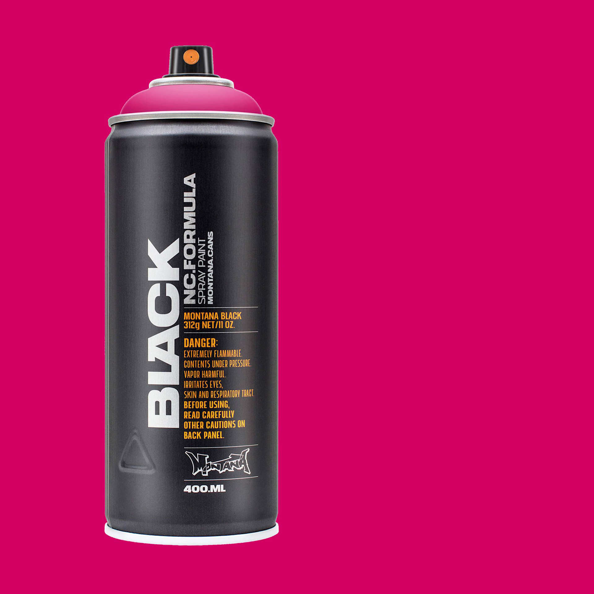Montana Black Spray Paint - True Magenta, 400 ml can with swatch
