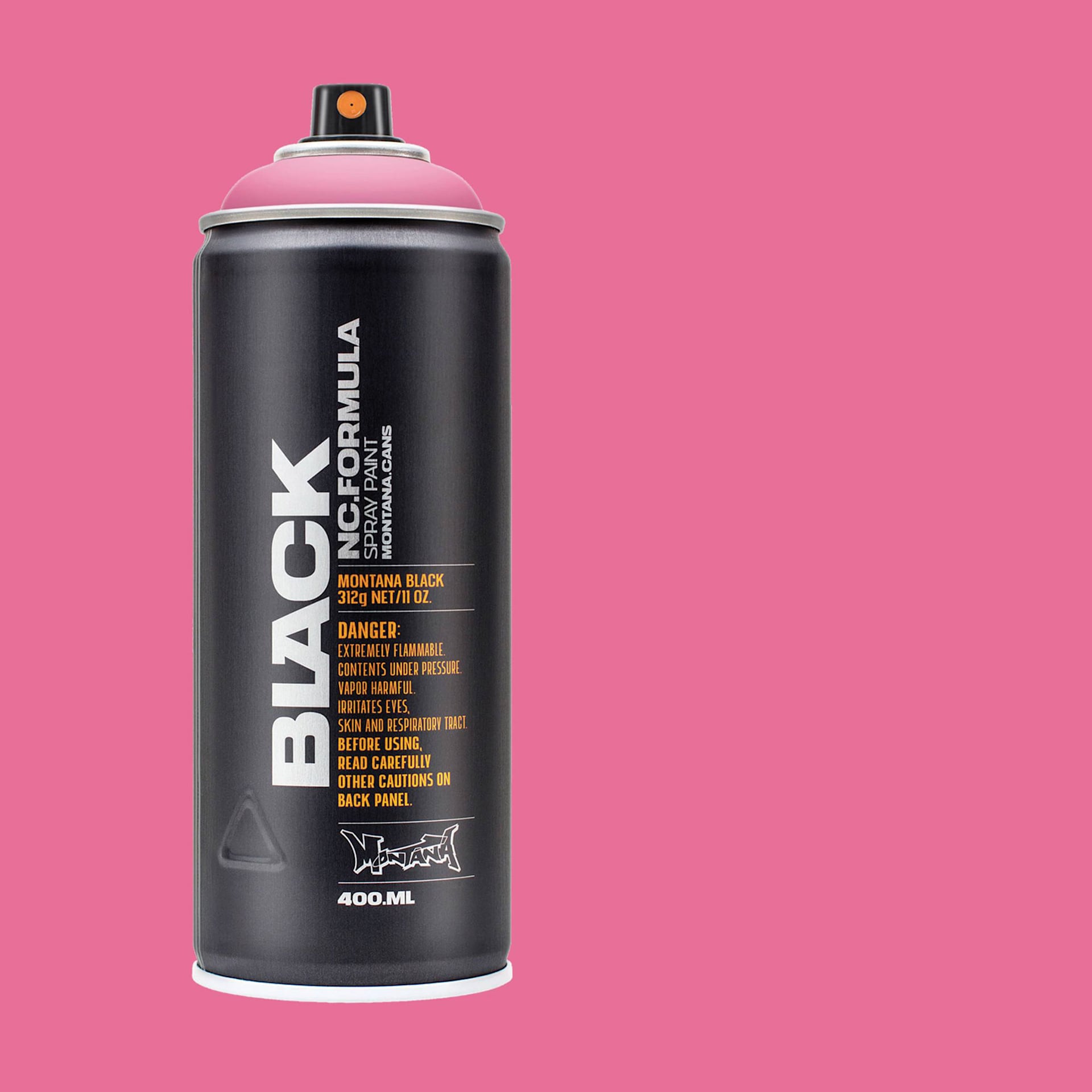 Montana Black Spray Paint - True Magenta 50%, 400 ml can with swatch