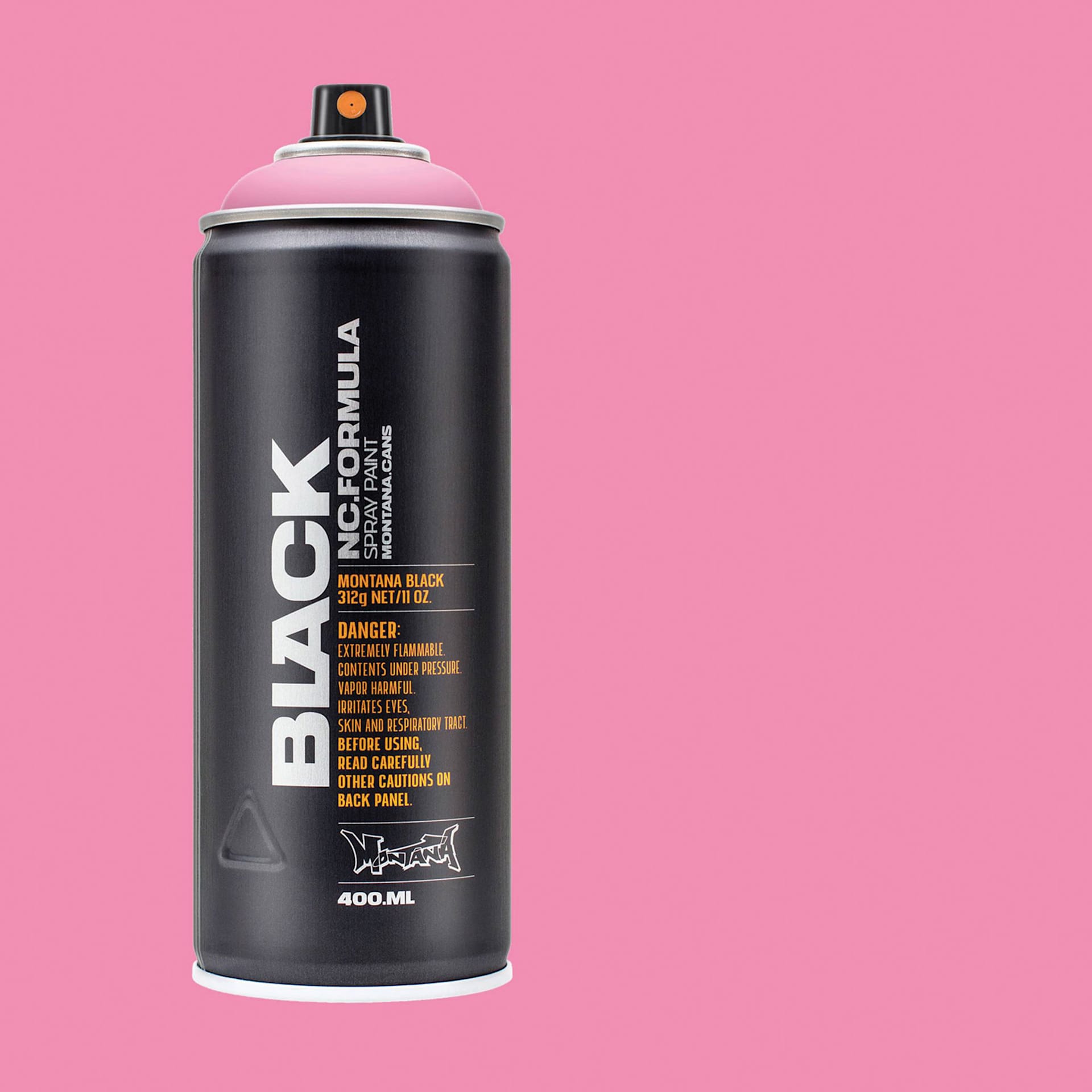 Montana Black Spray Paint - Pink Cadillac, 400 ml can with swatch