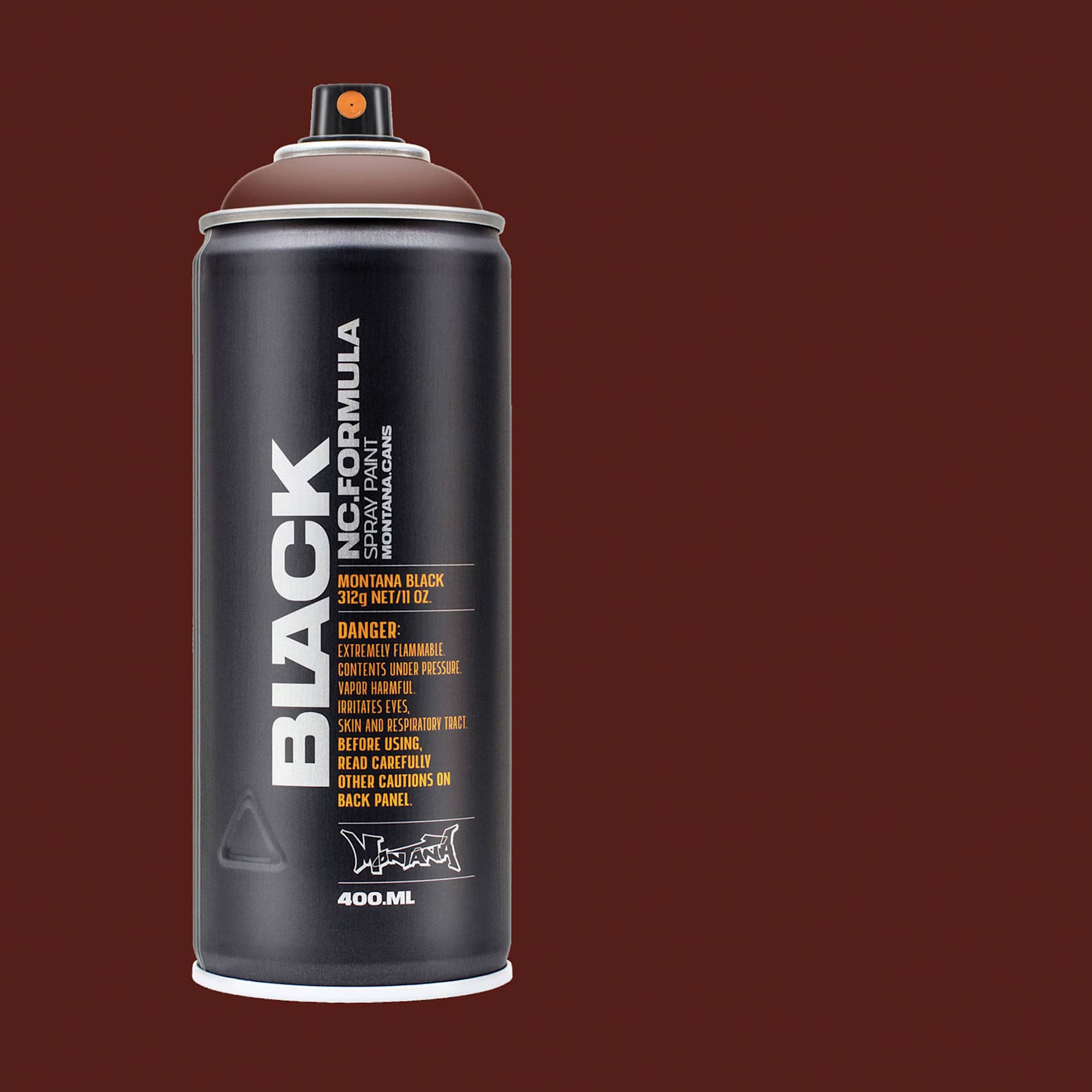 Montana Black Spray Paint - Maroon, 400 ml can with swatch