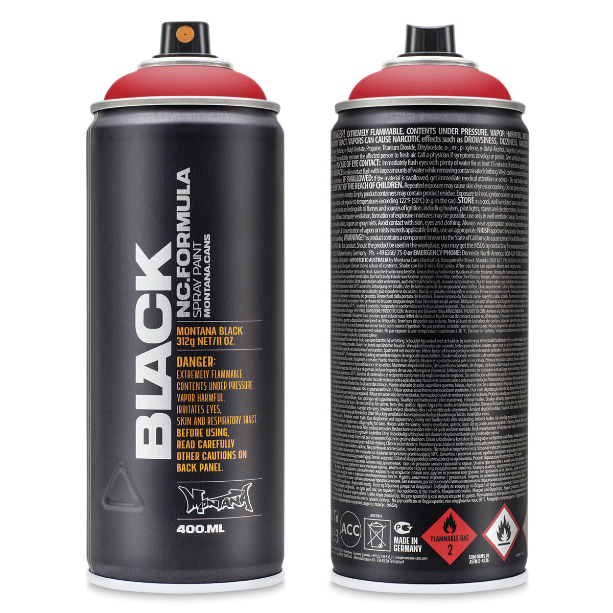 Montana Black Spray Paint - Code Red, 400 ml can