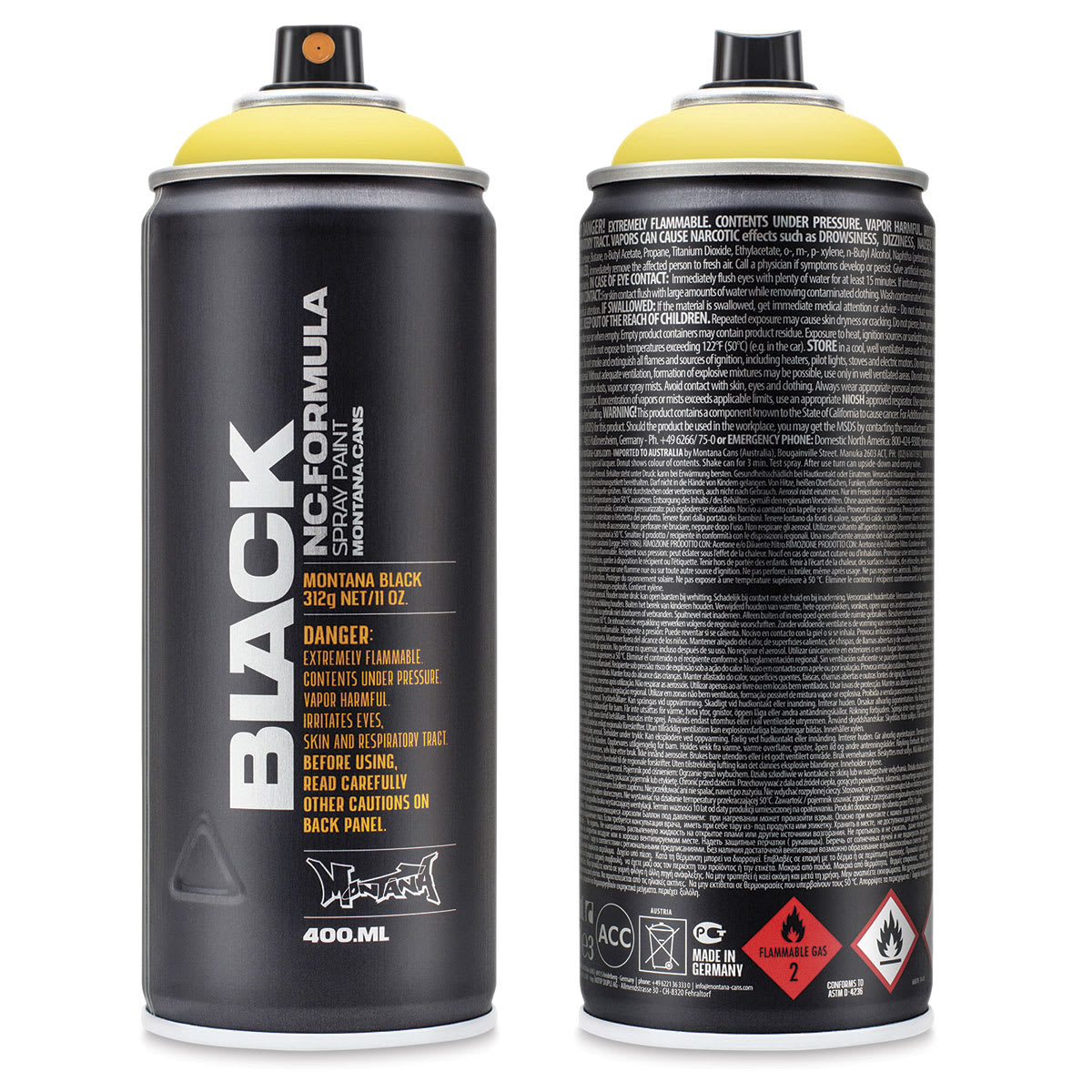 Montana Black Spray Paint - Easter Yellow, 400 ml can