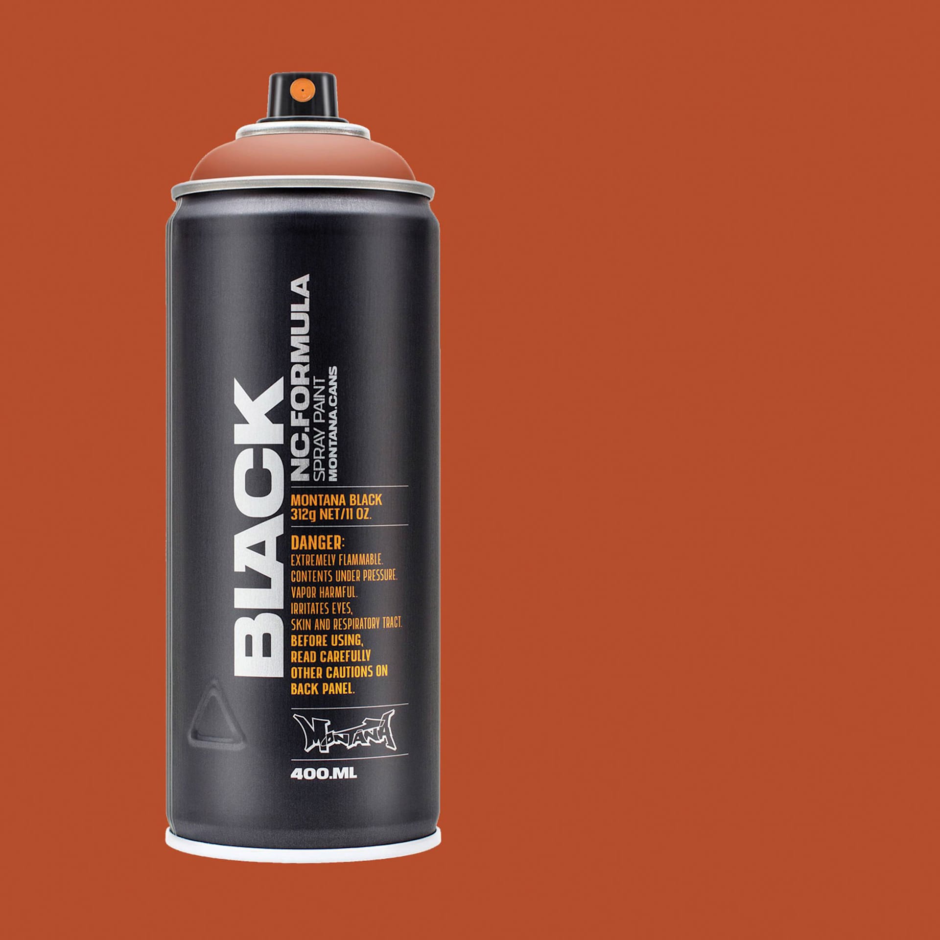 Montana Black Spray Paint - Hazle, 400 ml can with swatch