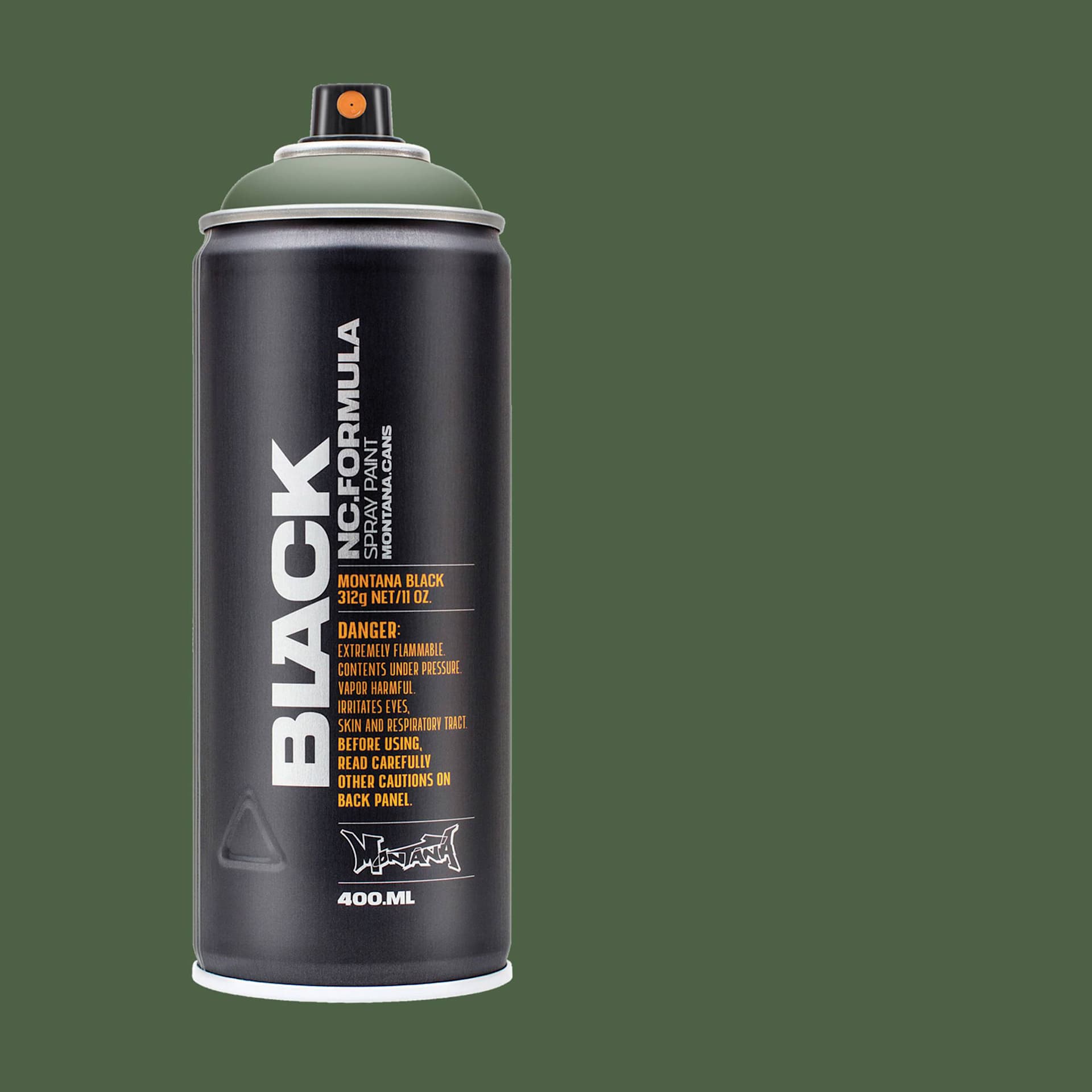 Montana Black Spray Paint - Storm, 400 ml can with swatch