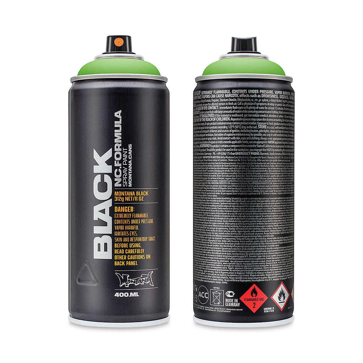 Montana Black Spray Paint - Power Green, 400 ml can