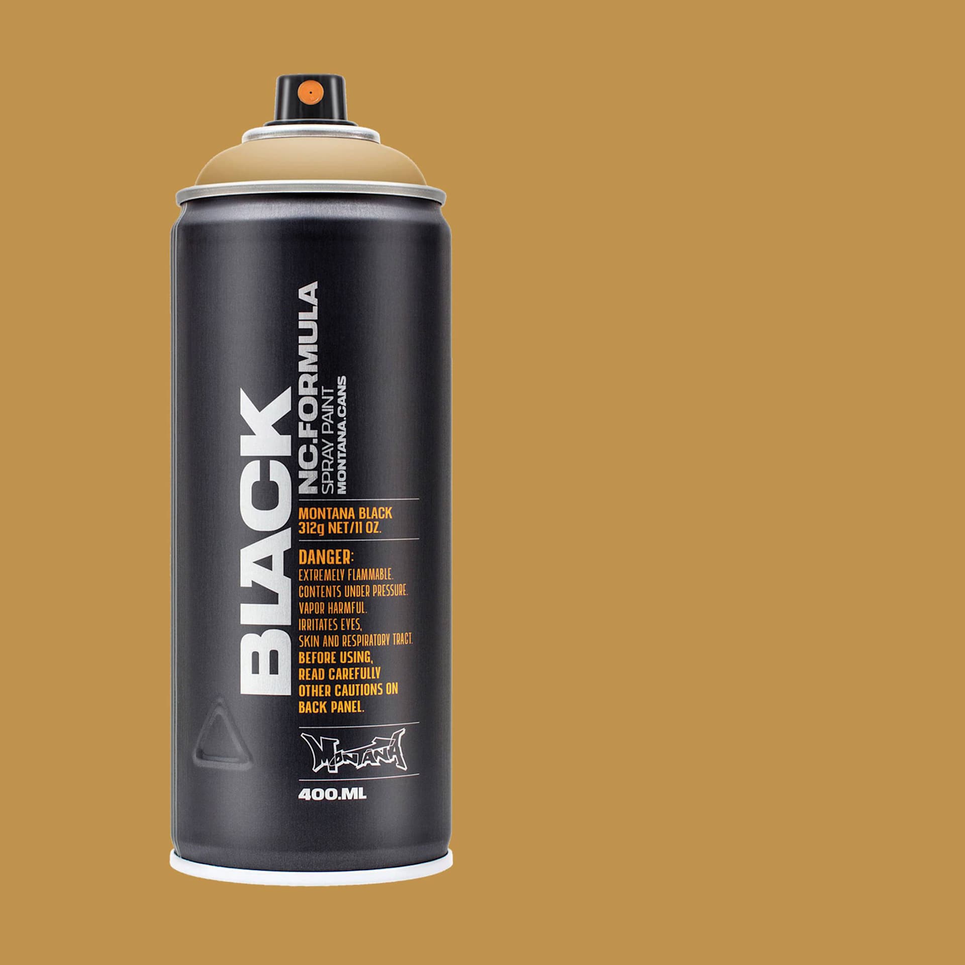Montana Black Spray Paint - Sand, 400 ml can with swatch