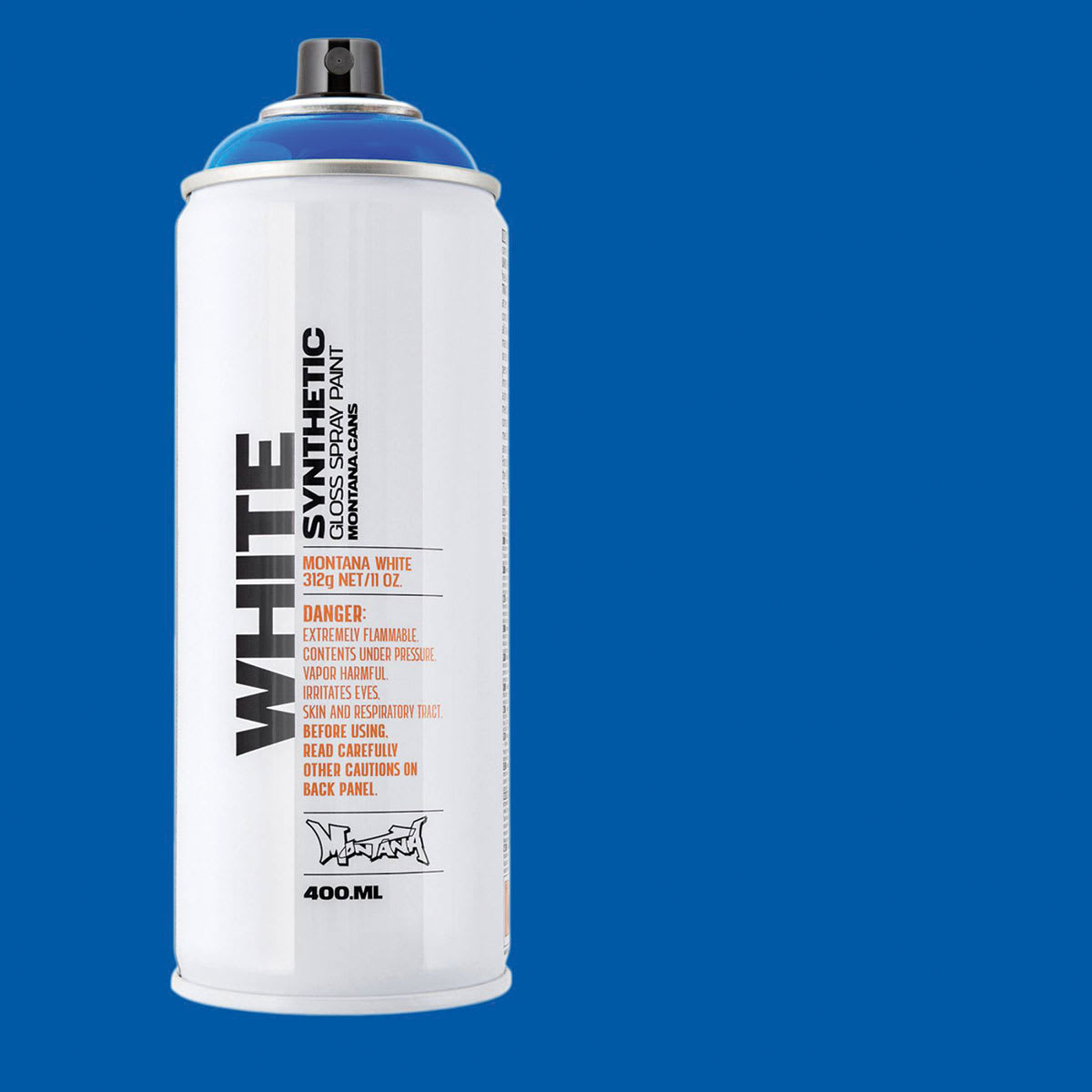 Montana White Spray Paint - Bavaria Blue, 400 ml, Spray Can with Swatch