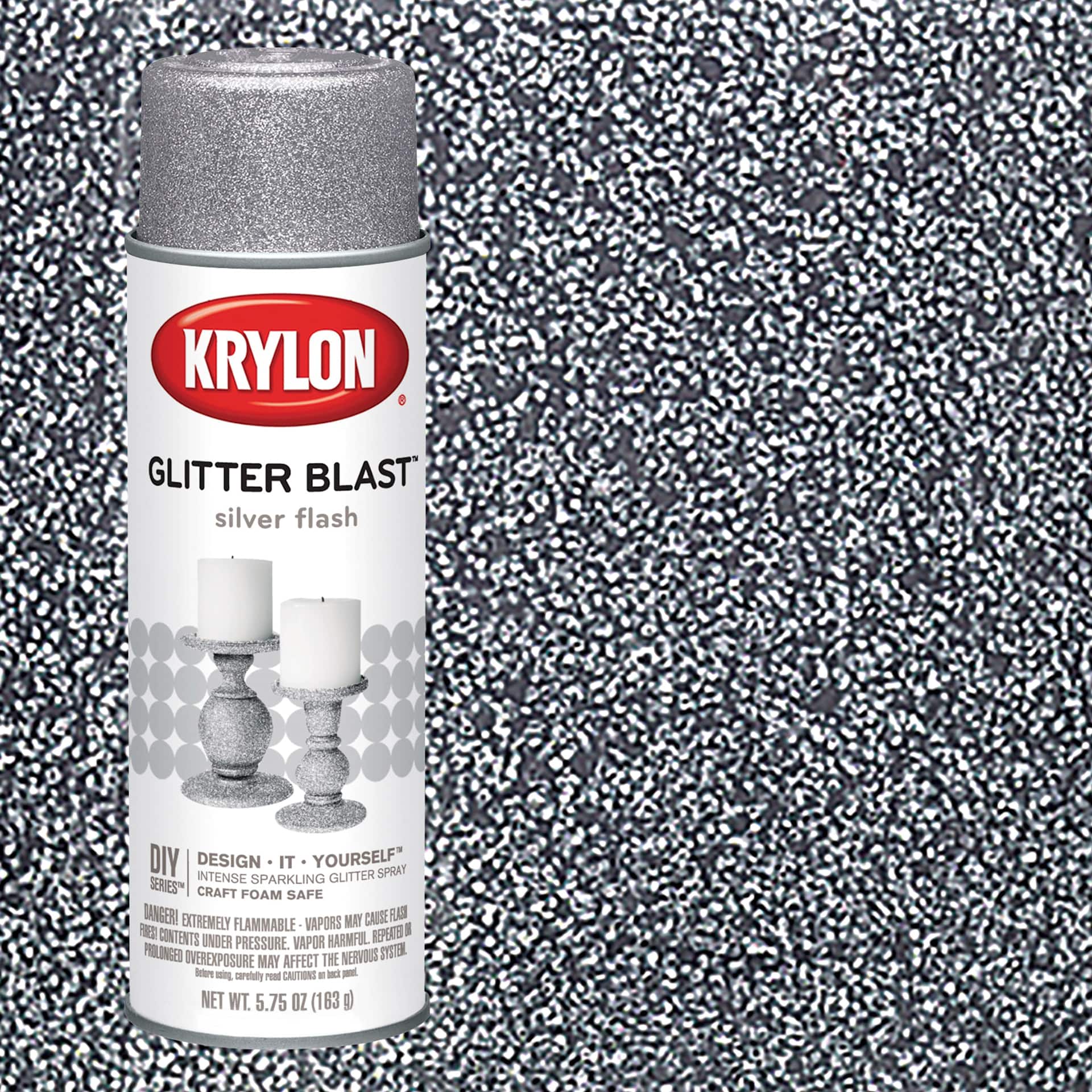 Krylon Glitter Blast Spray Paint - Silver, 5.75 oz can and swatch