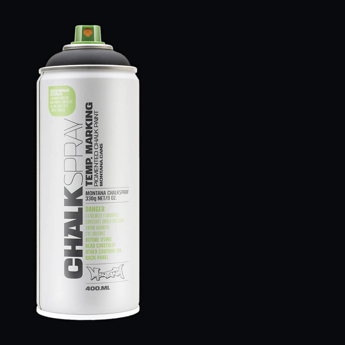Montana Chalk Spray Paint - 400 ml, Black (Spray can with swatch)