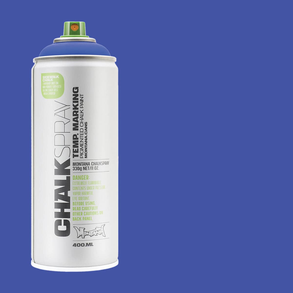 Montana Chalk Spray Paint - 400 ml, Blue (Spray can with swatch)