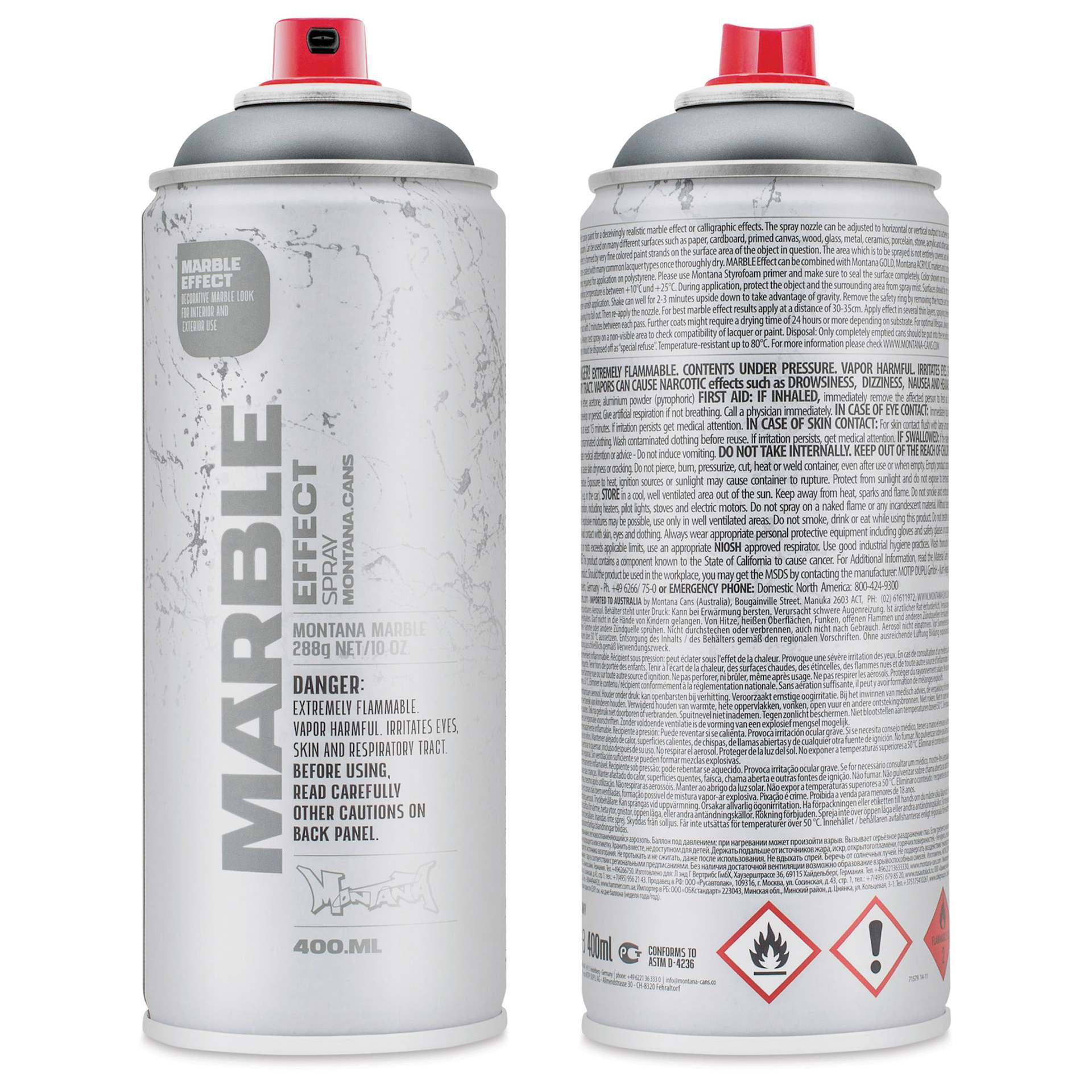 Montana Marble Effect Spray - Grey, 11 oz (Front and back of can)