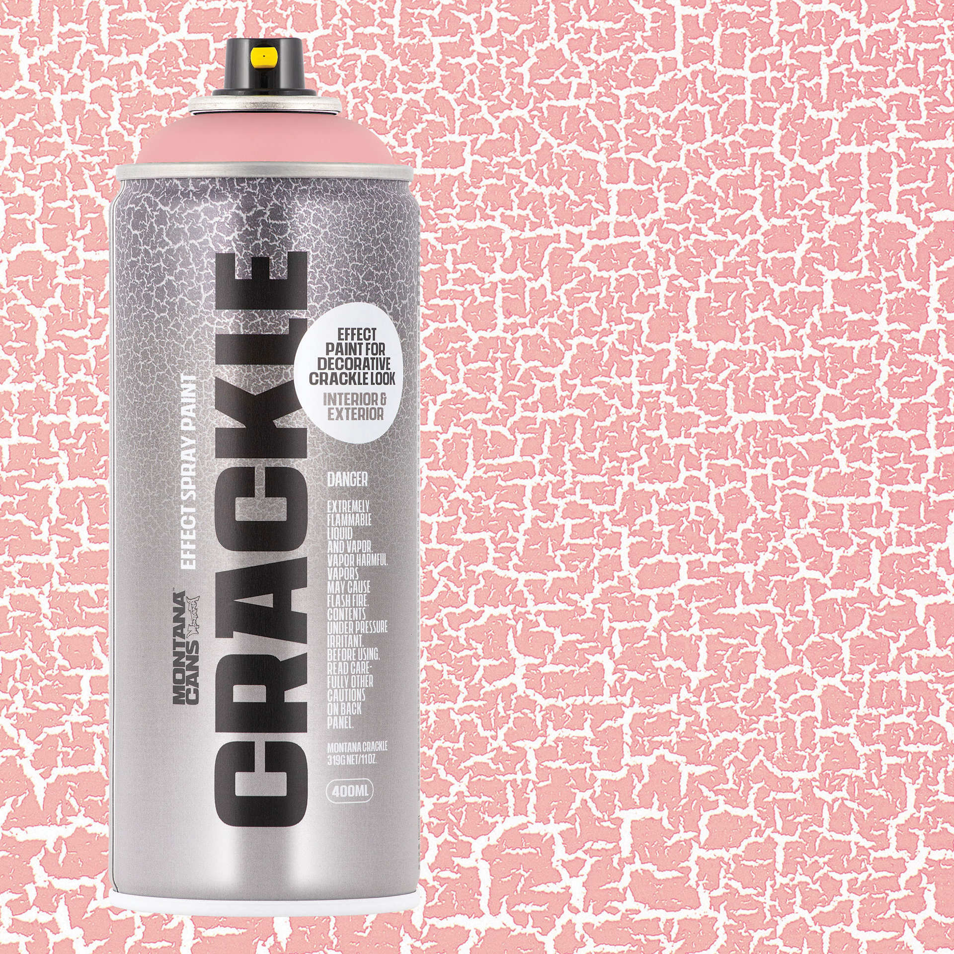 Montana Crackle Effect Spray - Begonia Pink, can and swatch