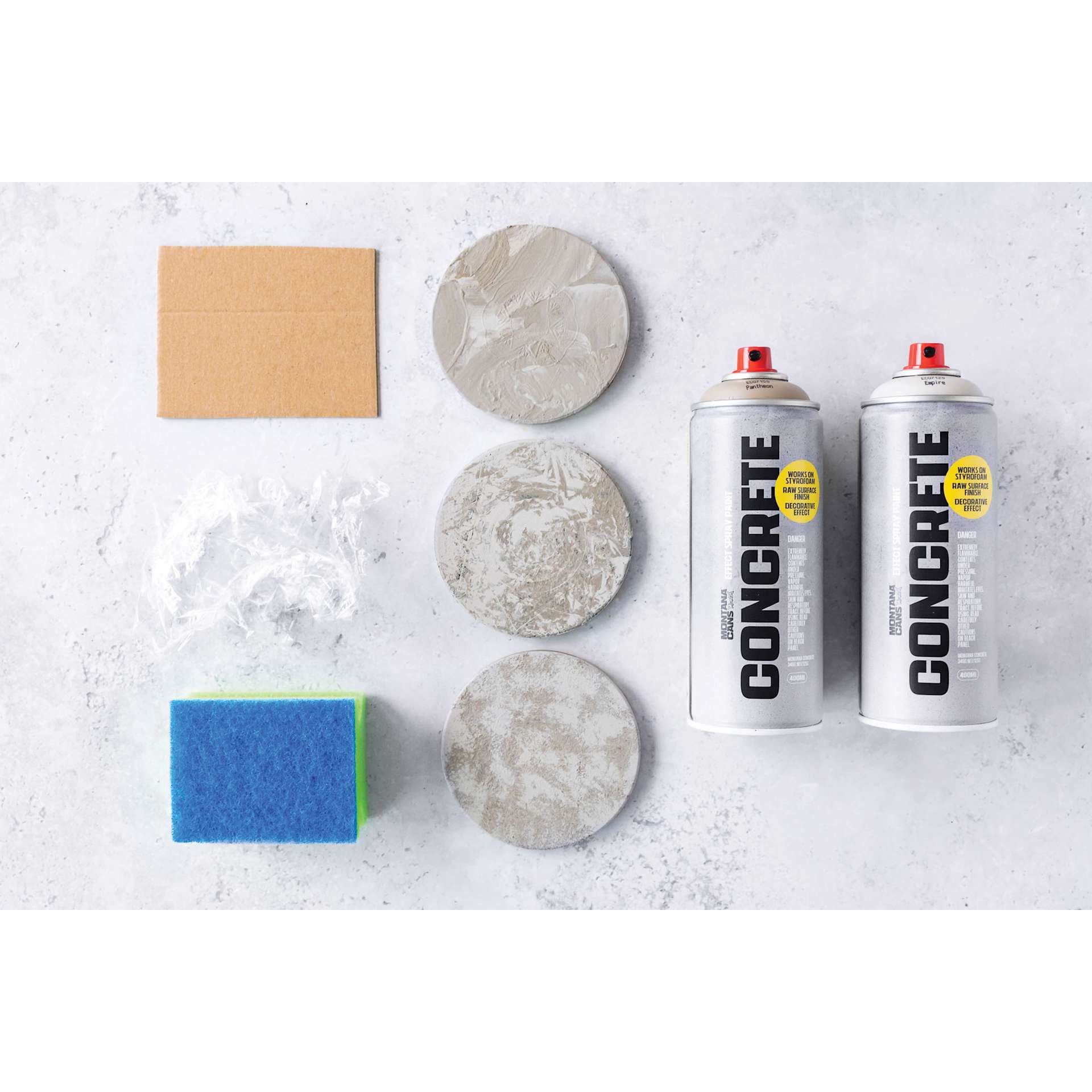 Montana Concrete Effect Sprays with supplies for surface textures