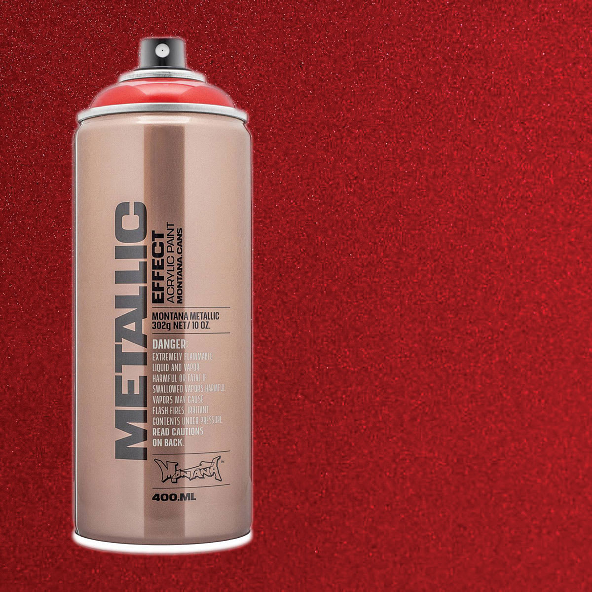 Montana Metallic Effect Spray Paint - Red and swatch