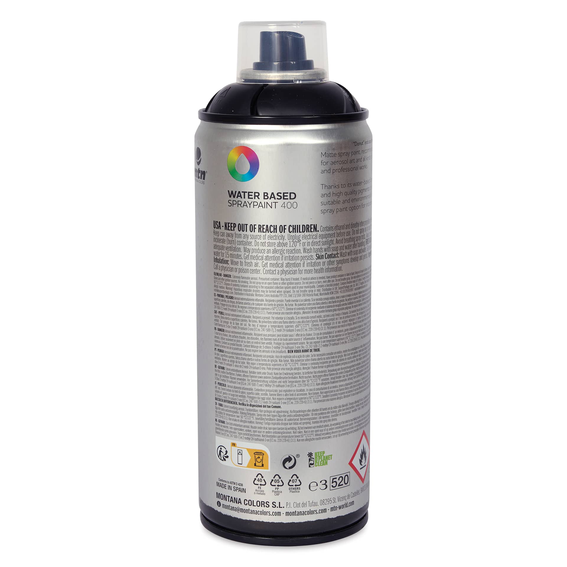 MTN Water Based Spray Paint - Black, 400 ml Can back
