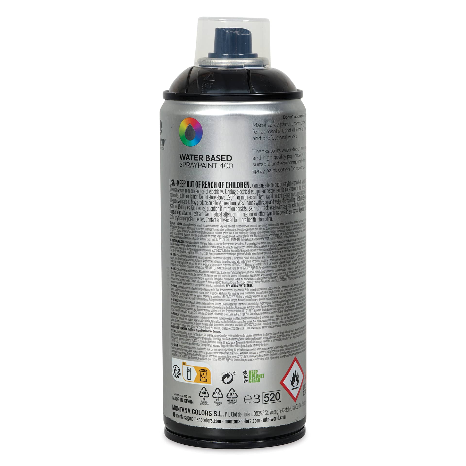MTN Water Based Spray Paint - Transparent Black, 400 ml Can back