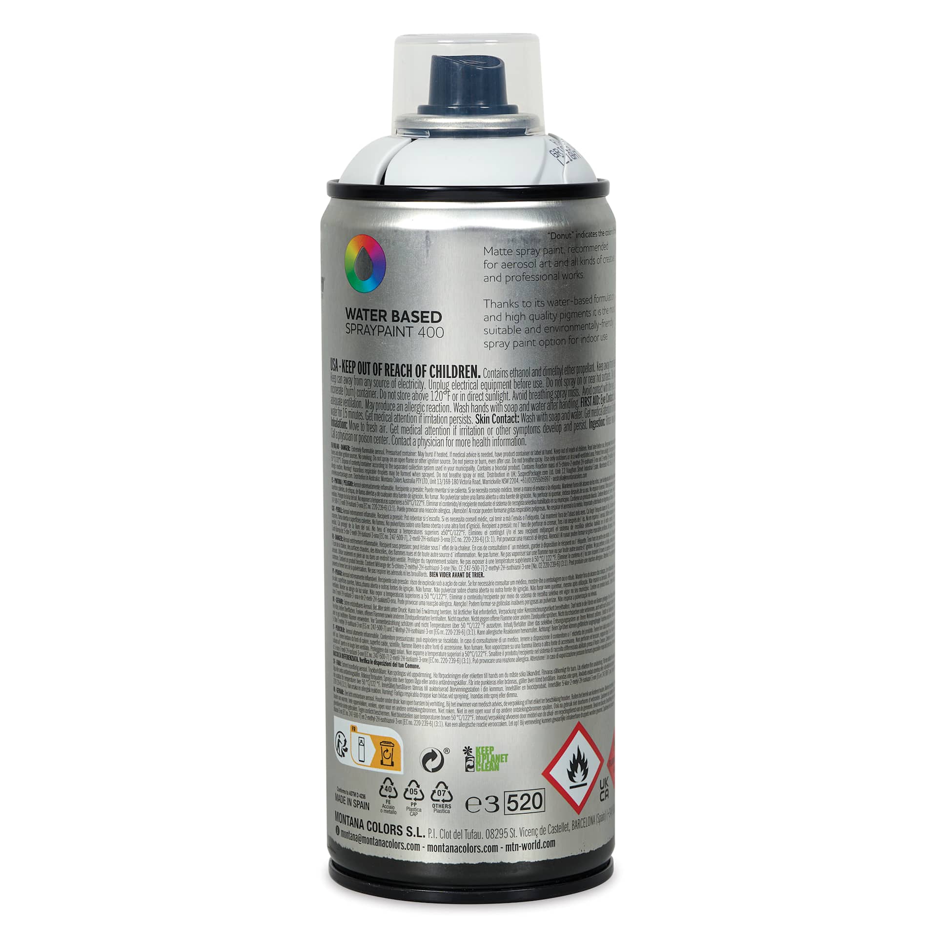 MTN Water Based Spray Paint - Light Grey, 400 ml Can back