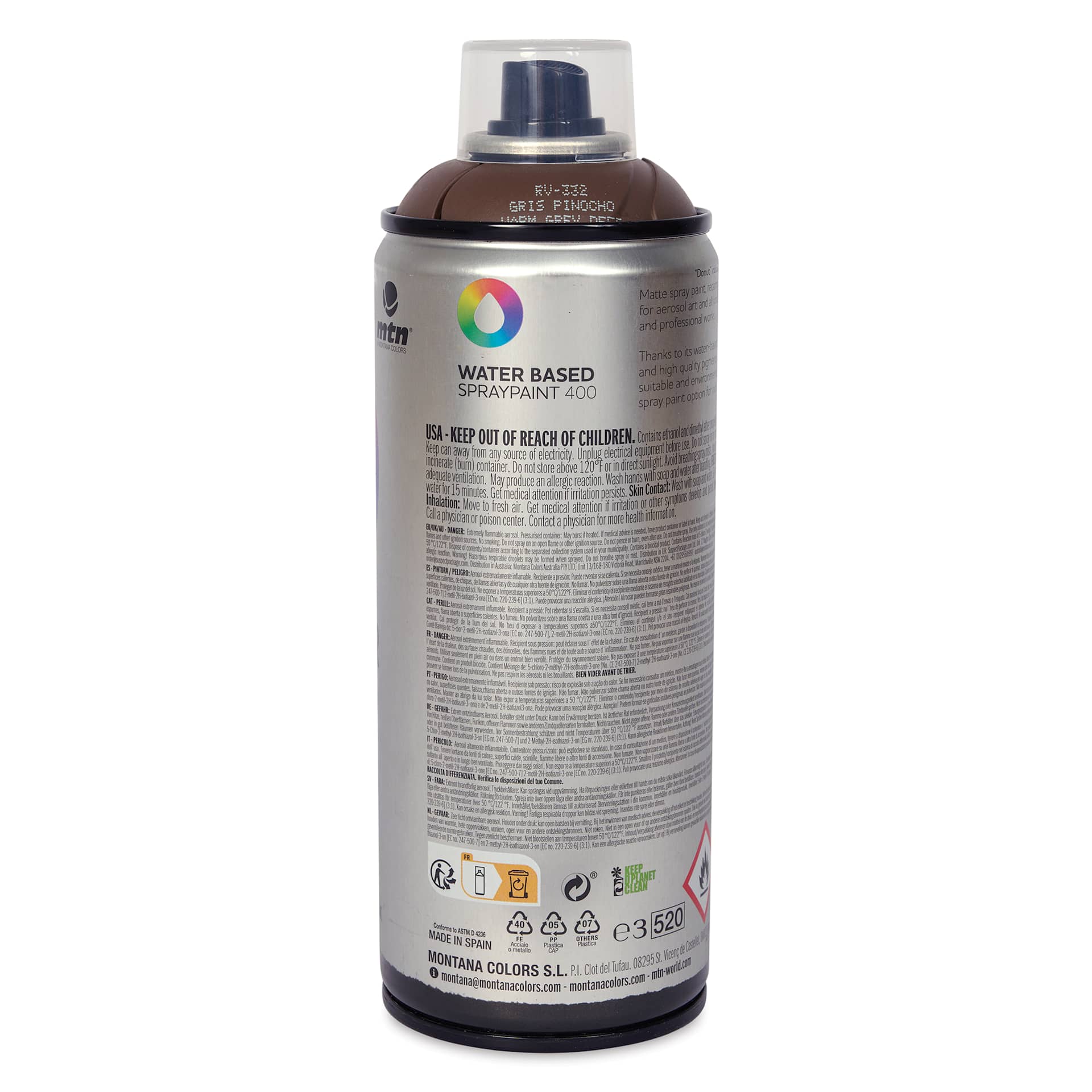 MTN Water Based Spray Paint - Pinocchio Grey, 400 ml Can back