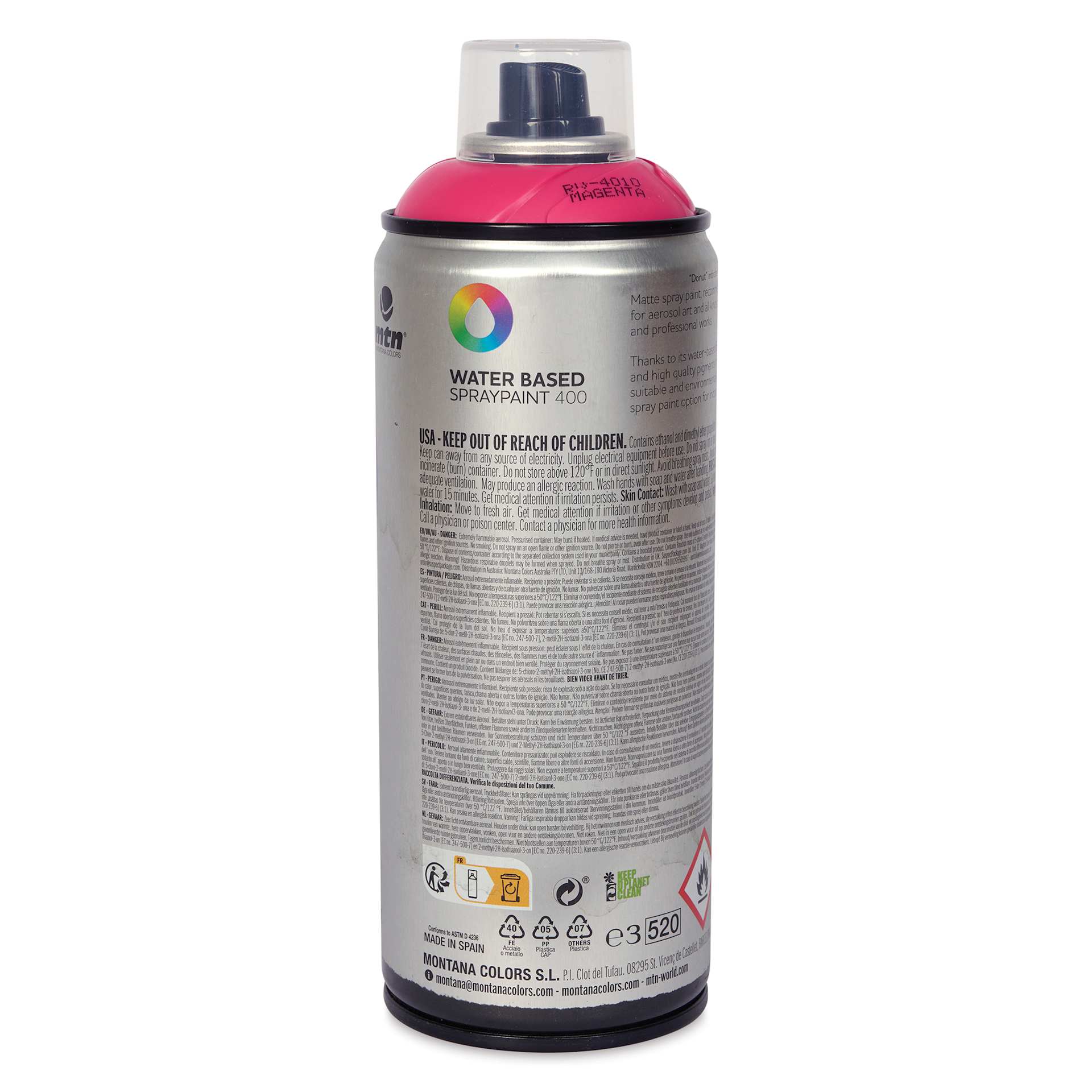 MTN Water Based Spray Paint - Magenta, 400 ml Can back