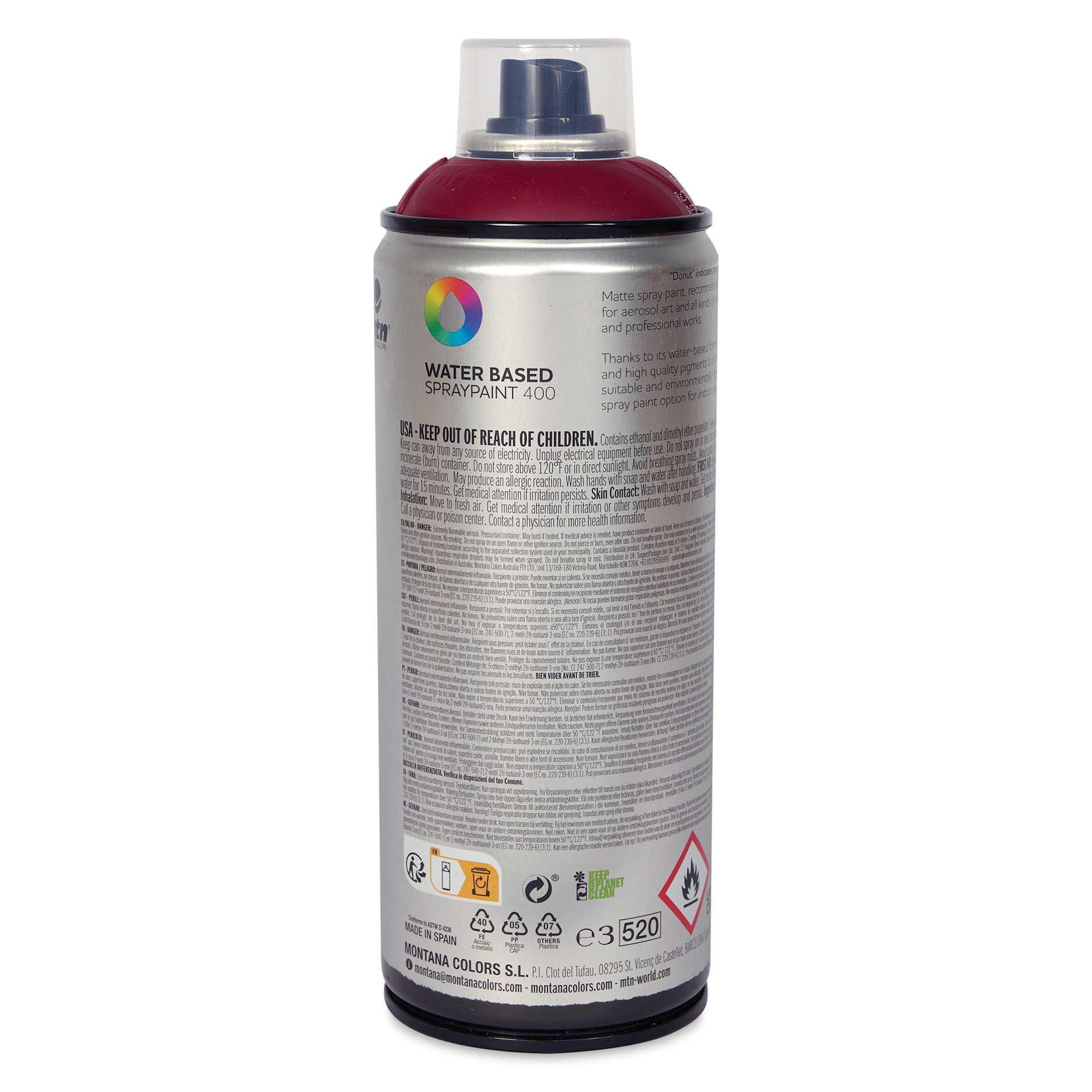 MTN Water Based Spray Paint - Red Wine, 400 ml Can back
