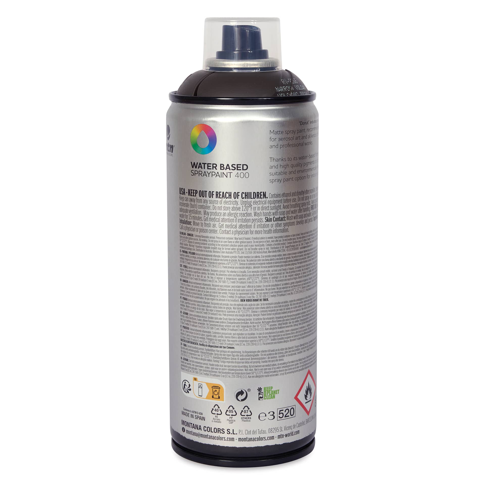 MTN Water Based Spray Paint - Volcano Brown, 400 ml Can back