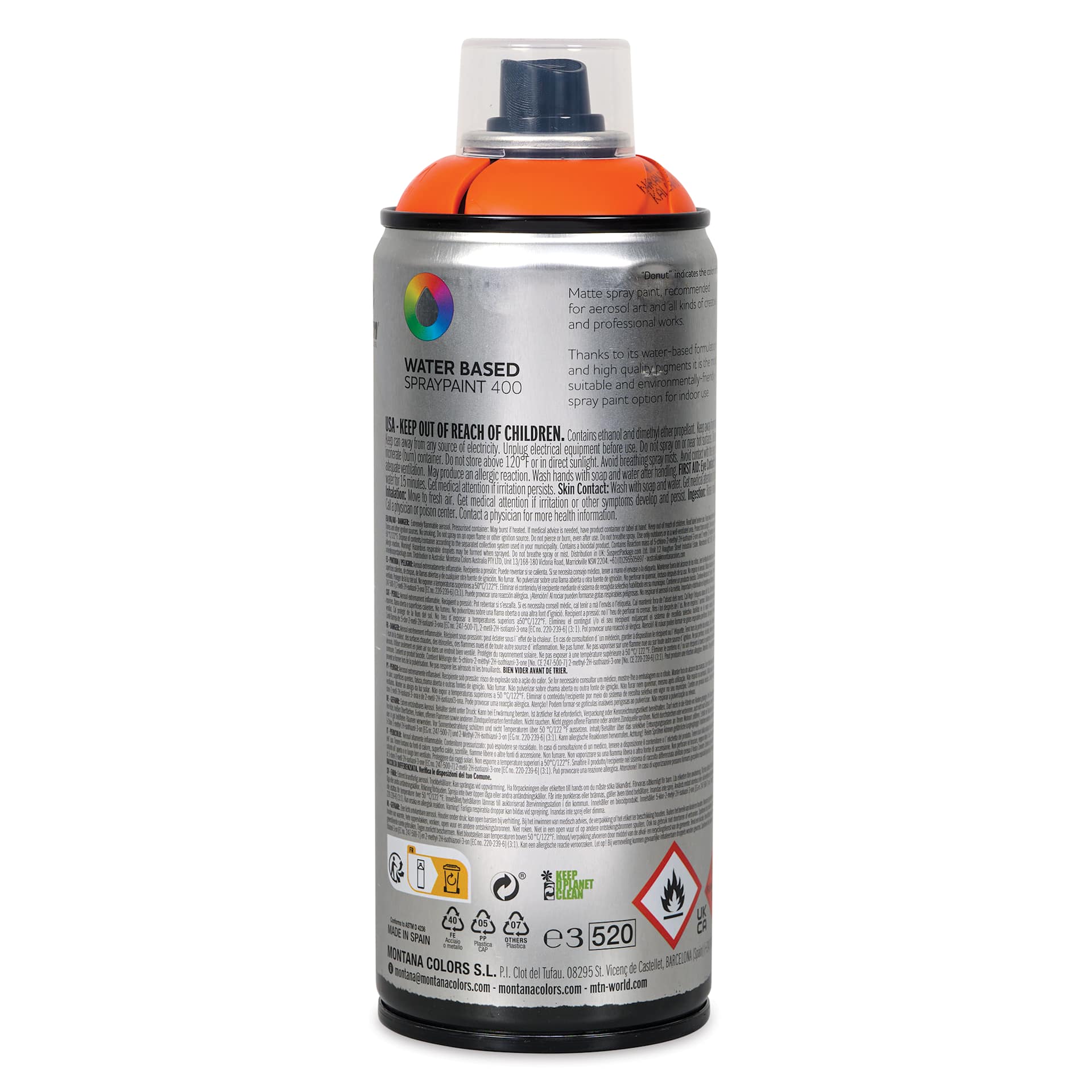 MTN Water Based Spray Paint - Orange, 400 ml Can back