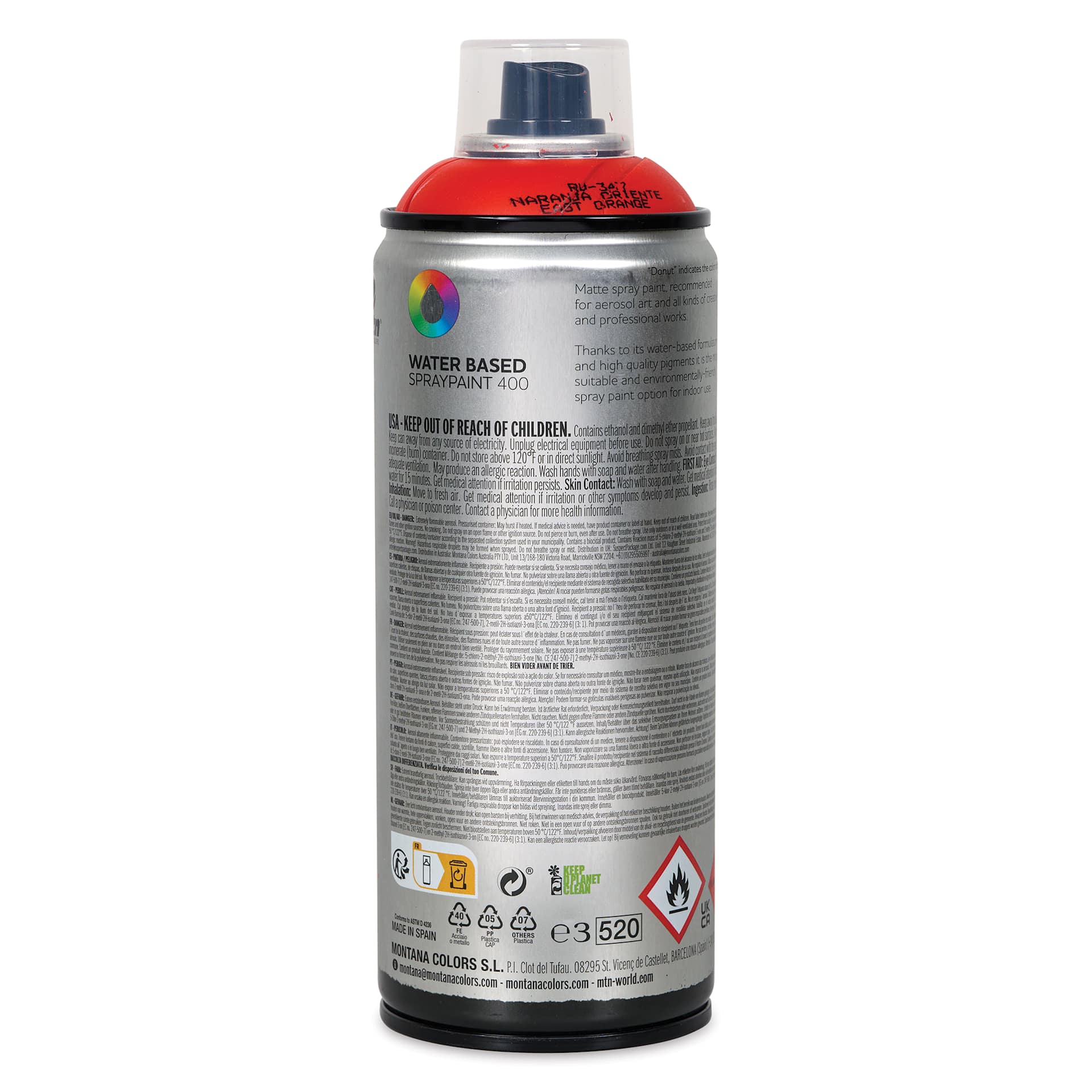 MTN Water Based Spray Paint - East Orange, 400 ml Can back