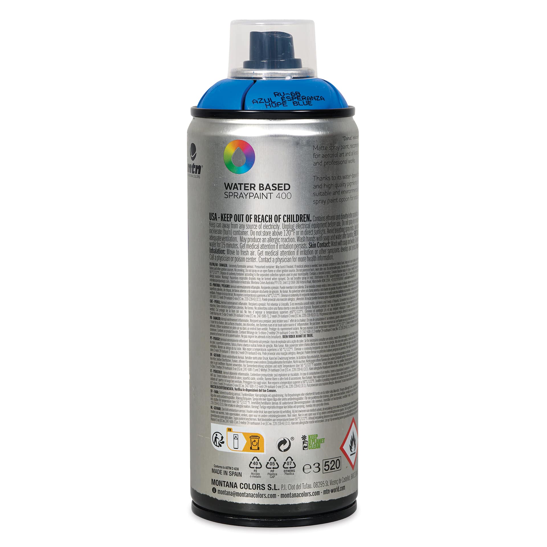 MTN Water Based Spray Paint - Blue Hope, 400 ml Can back