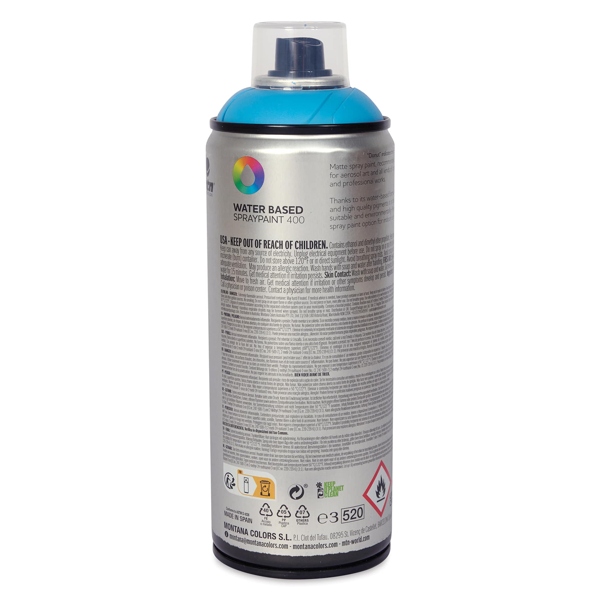 MTN Water Based Spray Paint - Dream Blue, 400 ml Can back