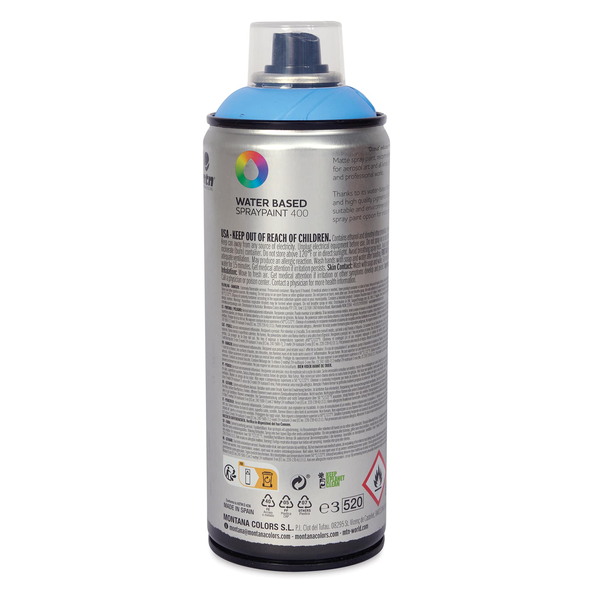 MTN Water Based Spray Paint - Mykonos Blue, 400 ml Can back