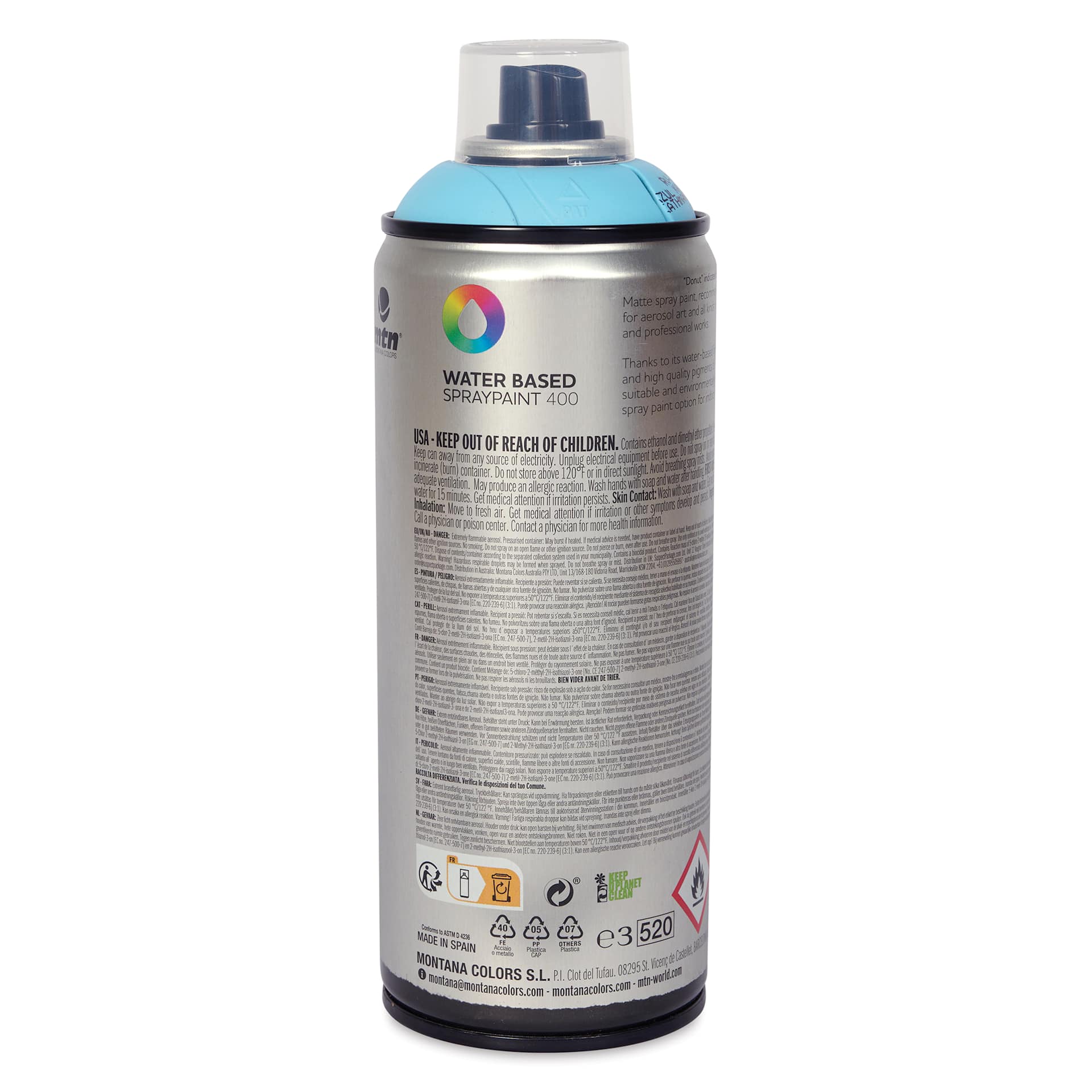 MTN Water Based Spray Paint - Kathmandu Blue, 400 ml Can back