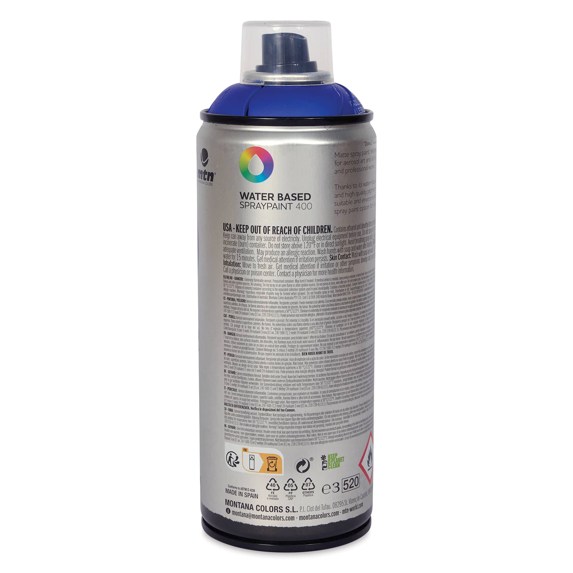 MTN Water Based Spray Paint - Lesbos Blue, 400 ml Can back
