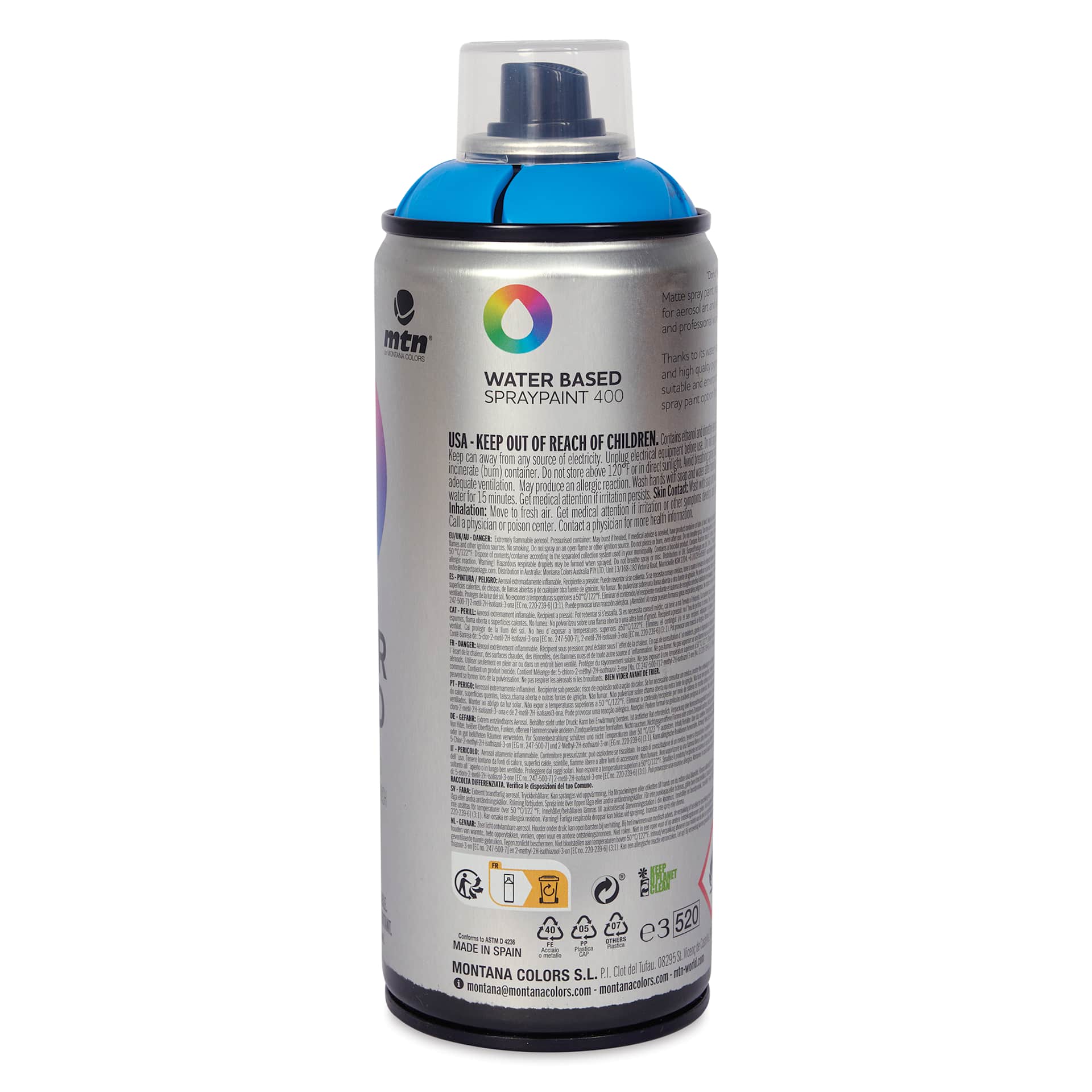 MTN Water Based Spray Paint - Electric Blue, 400 ml Can back