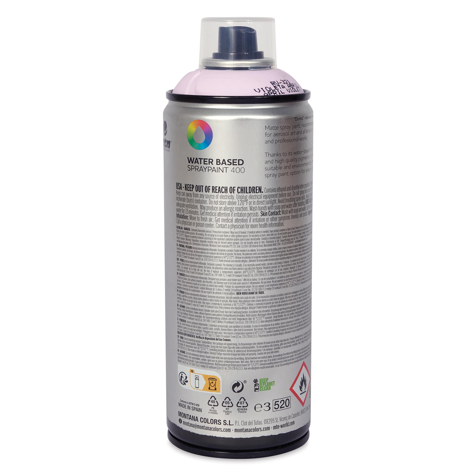 MTN Water Based Spray Paint - April Violet, 400 ml Can back