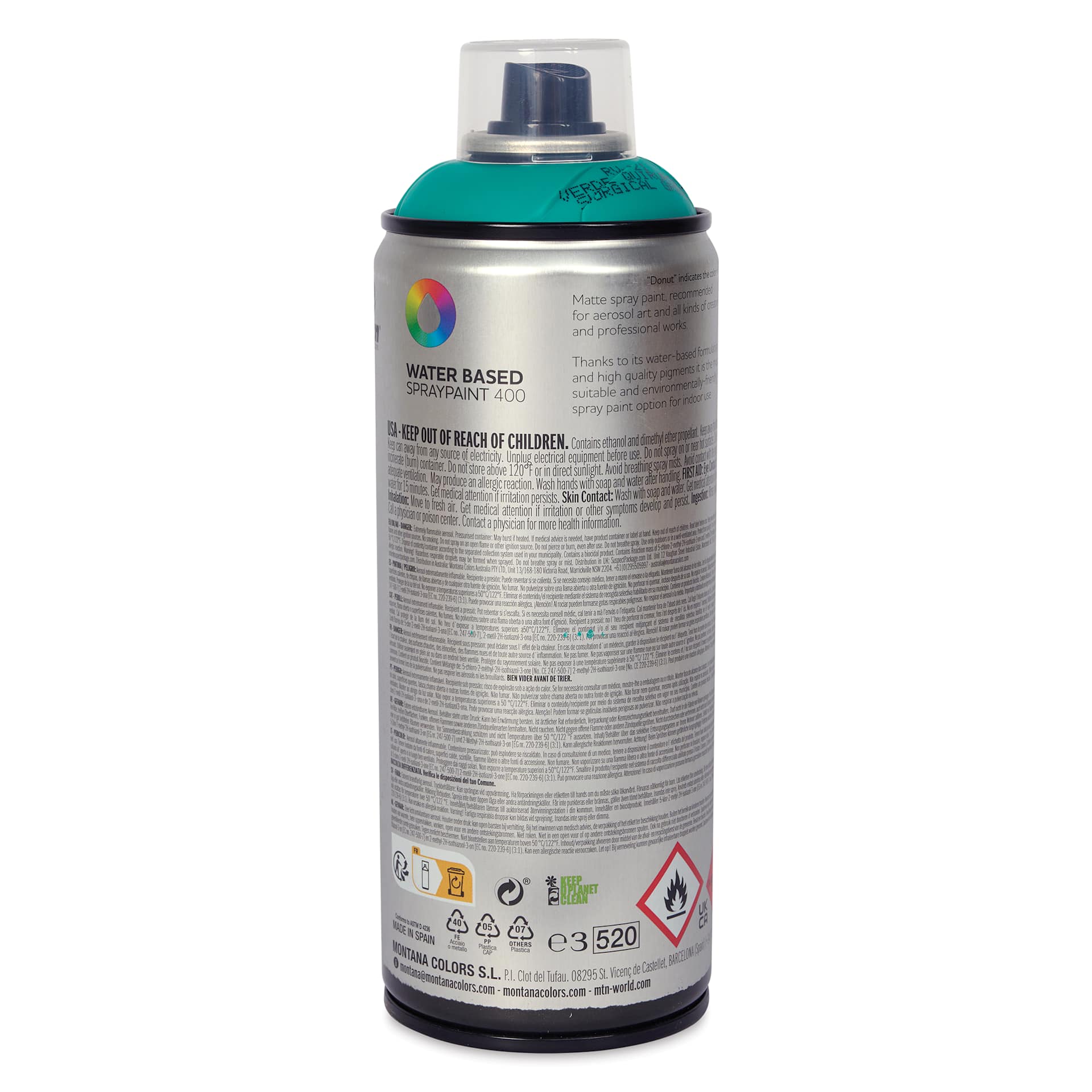 MTN Water Based Spray Paint - Surgical Green, 400 ml Can back