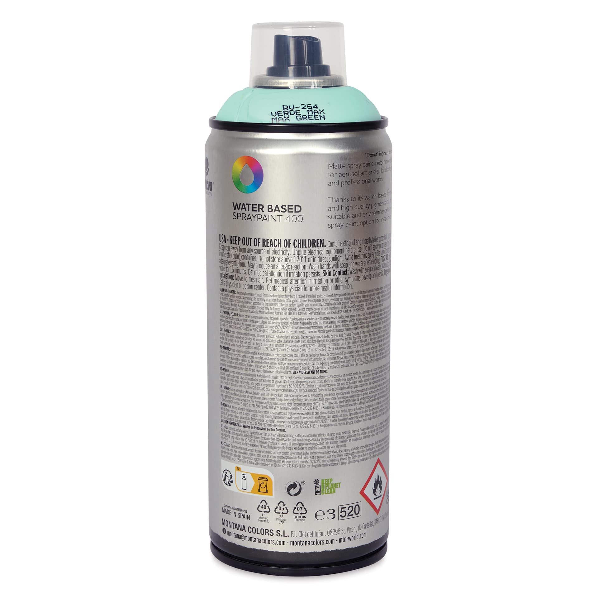 MTN Water Based Spray Paint - Max Green, 400 ml Can back
