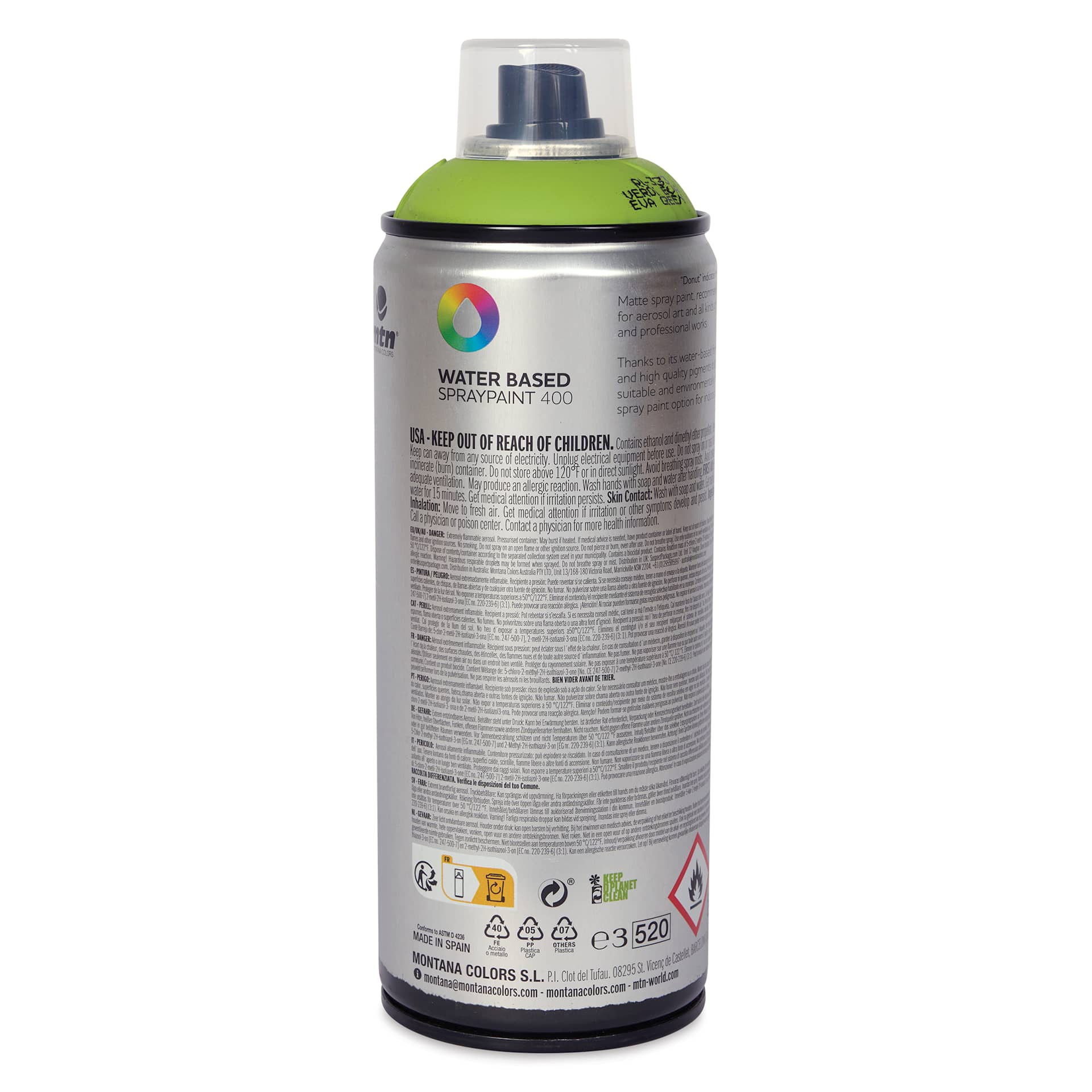 MTN Water Based Spray Paint - Eva Green, 400 ml Can back