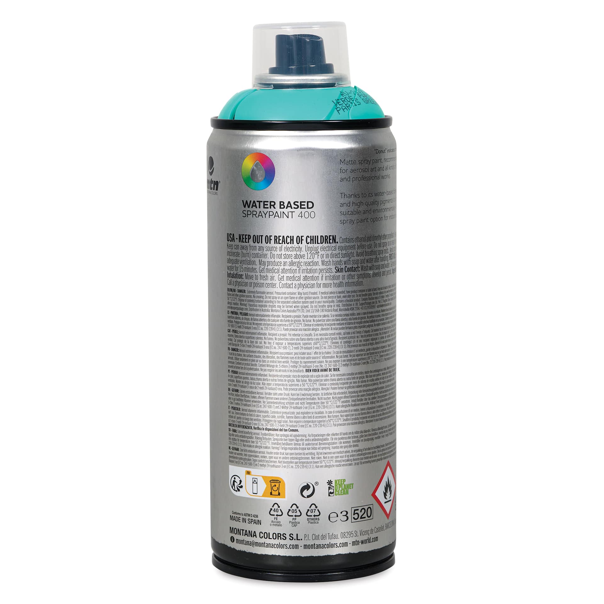 MTN Water Based Spray Paint - Paris Green, 400 ml Can back