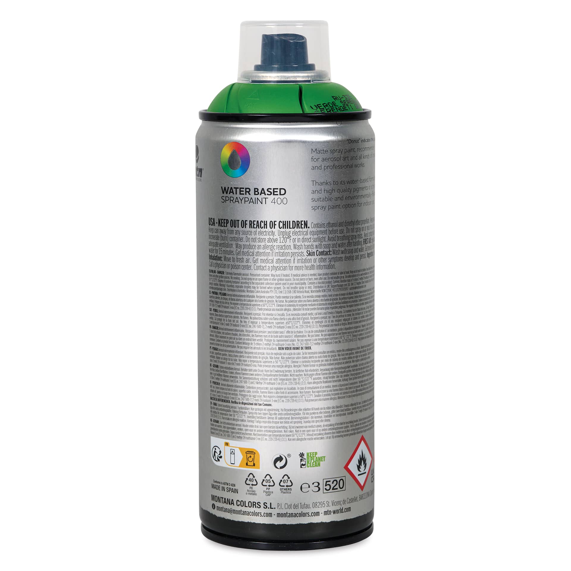 MTN Water Based Spray Paint - Serengeti Green, 400 ml Can back
