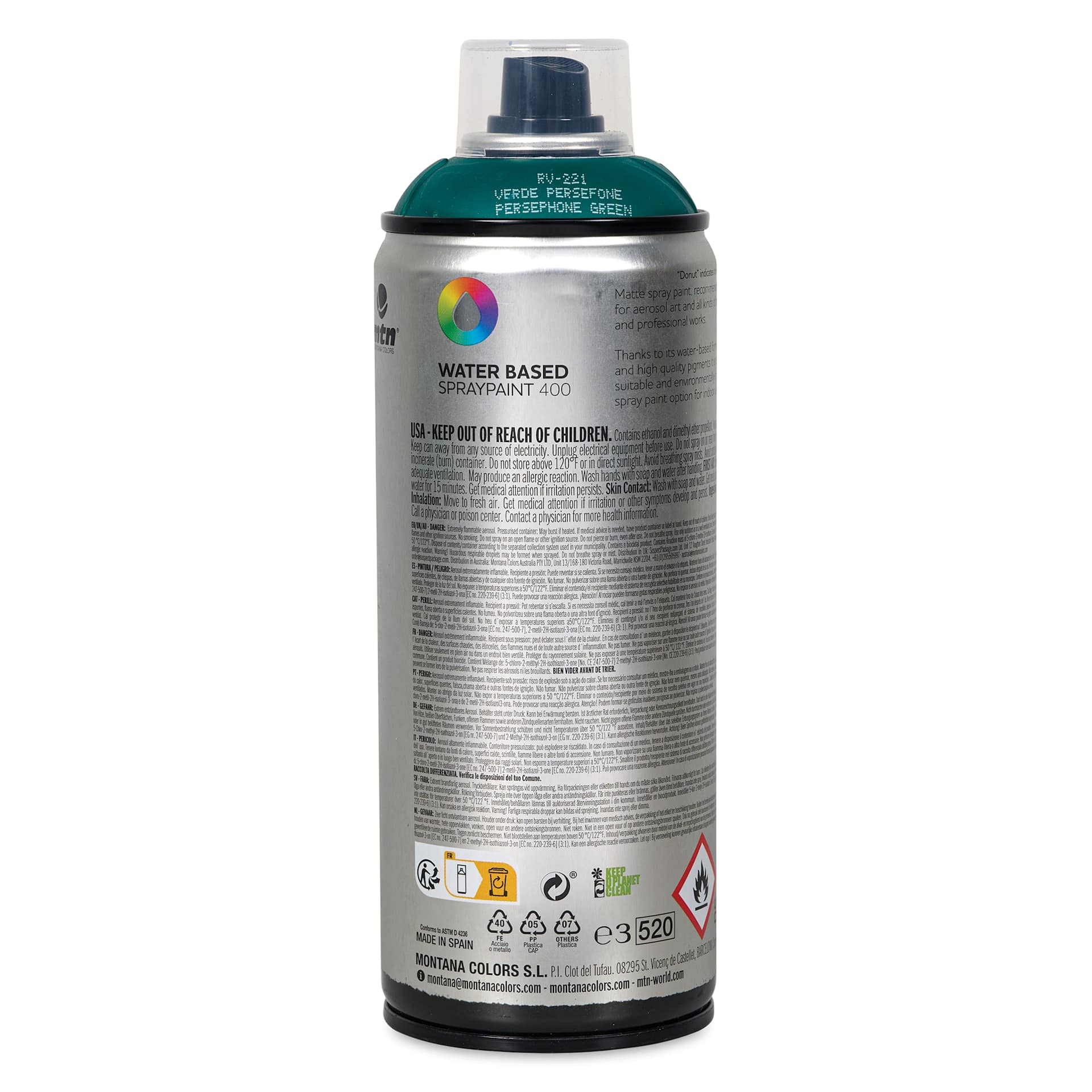 MTN Water Based Spray Paint - Persephone Green, 400 ml Can back