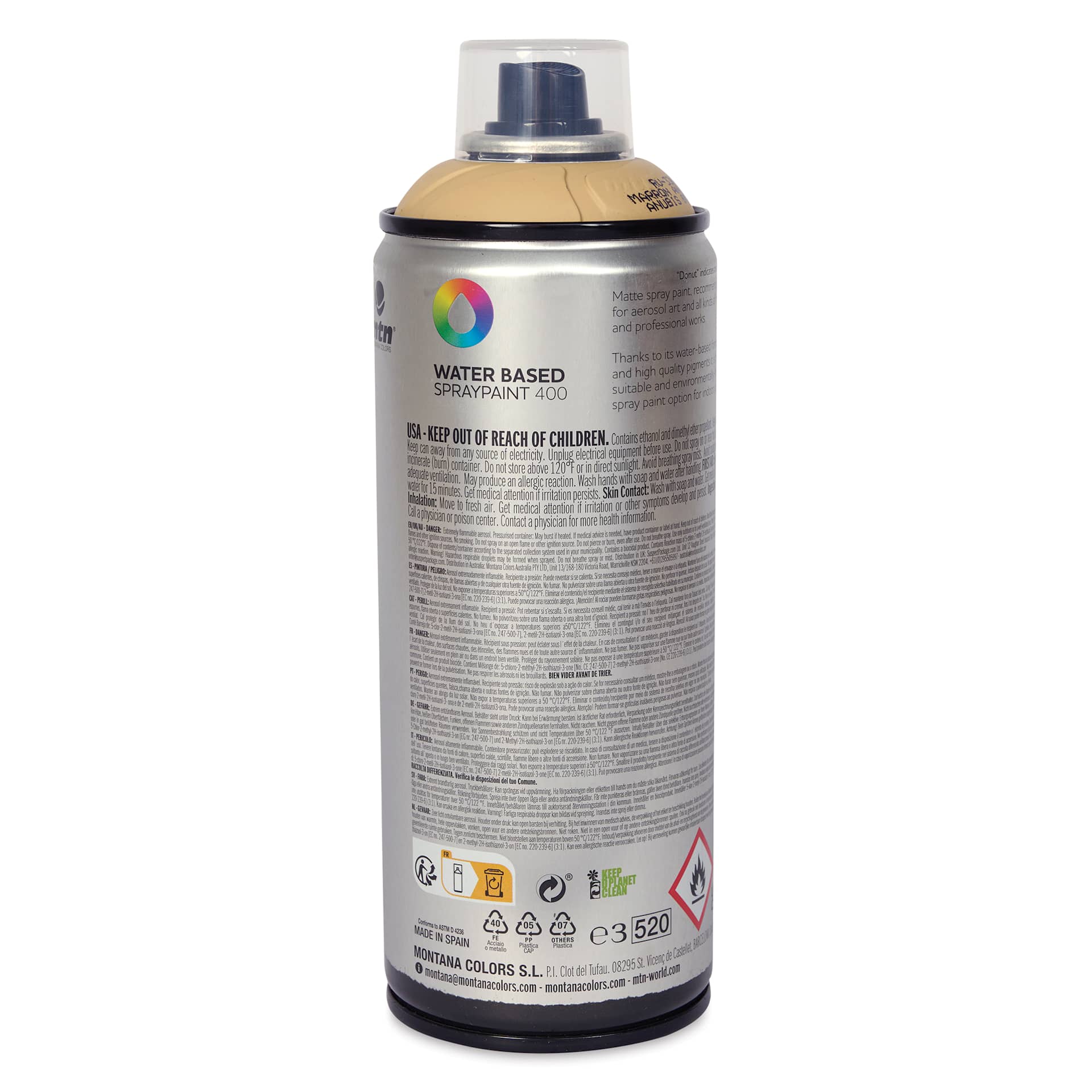 MTN Water Based Spray Paint - Anubis Brown, 400 ml Can back