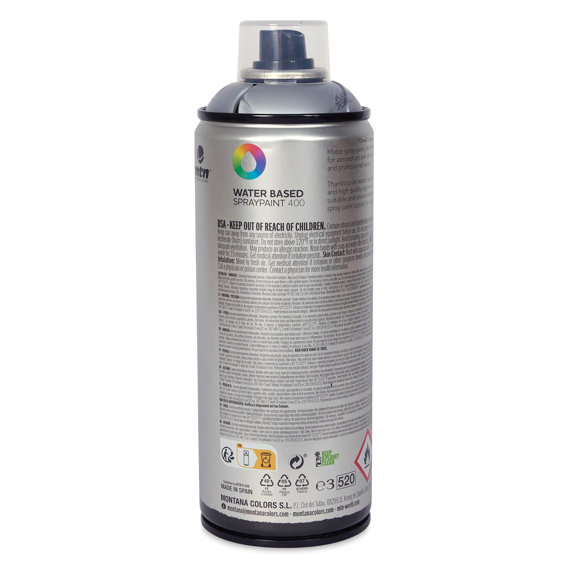 MTN Water Based Spray Paint - Jewel Silver, 400 ml Can back