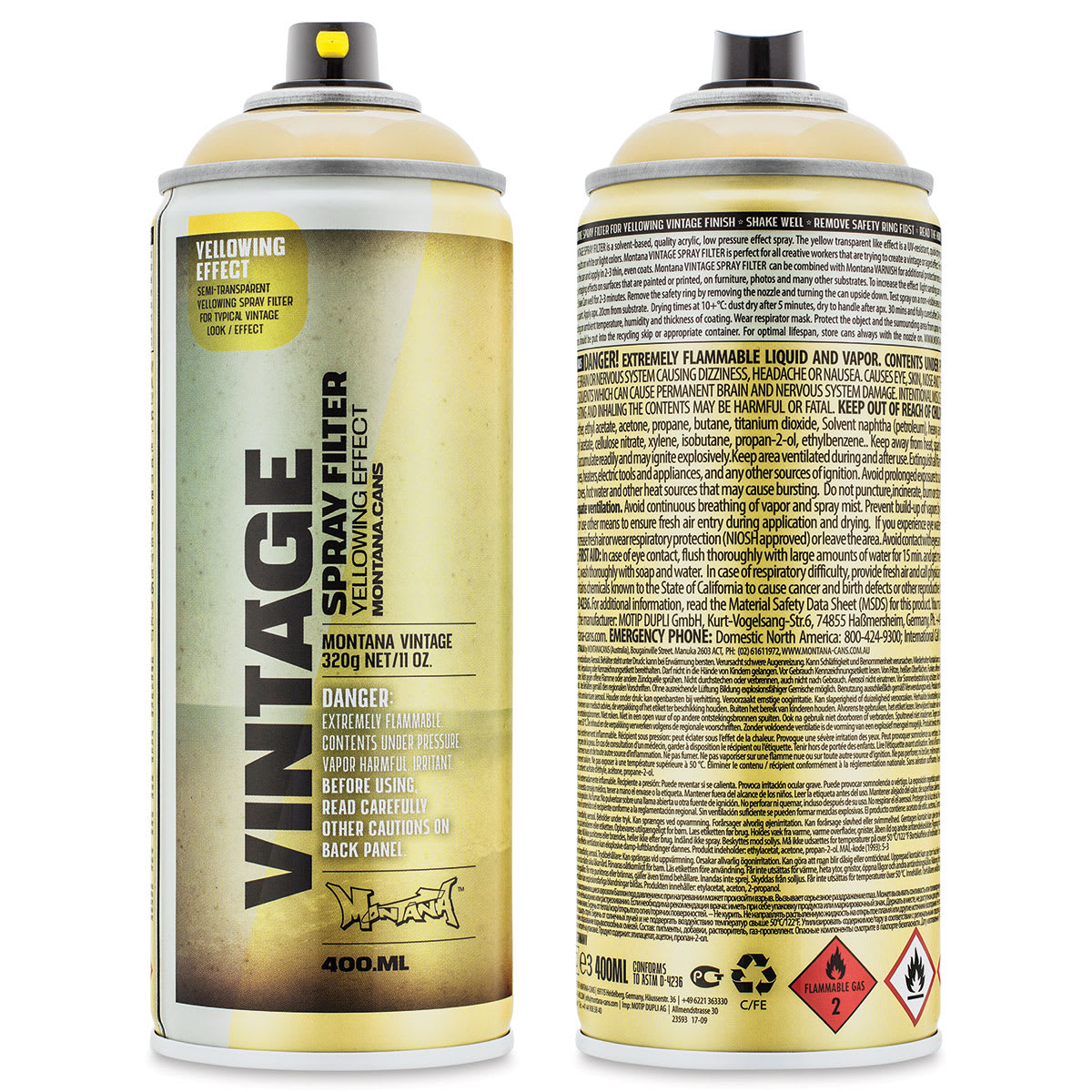 Montana Vintage Spray Filter - 400 ml (Front and back of spray can)