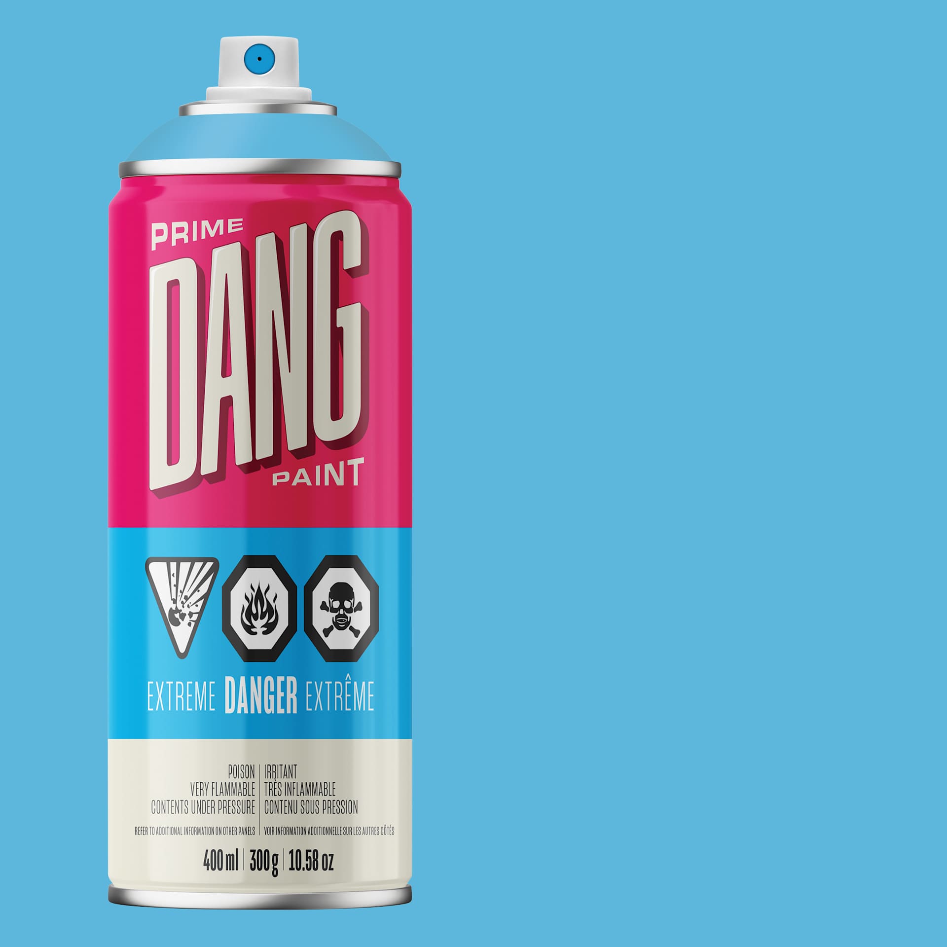 Dang Prime Spray Paint - Sky Blue, 400 ml can and swatch