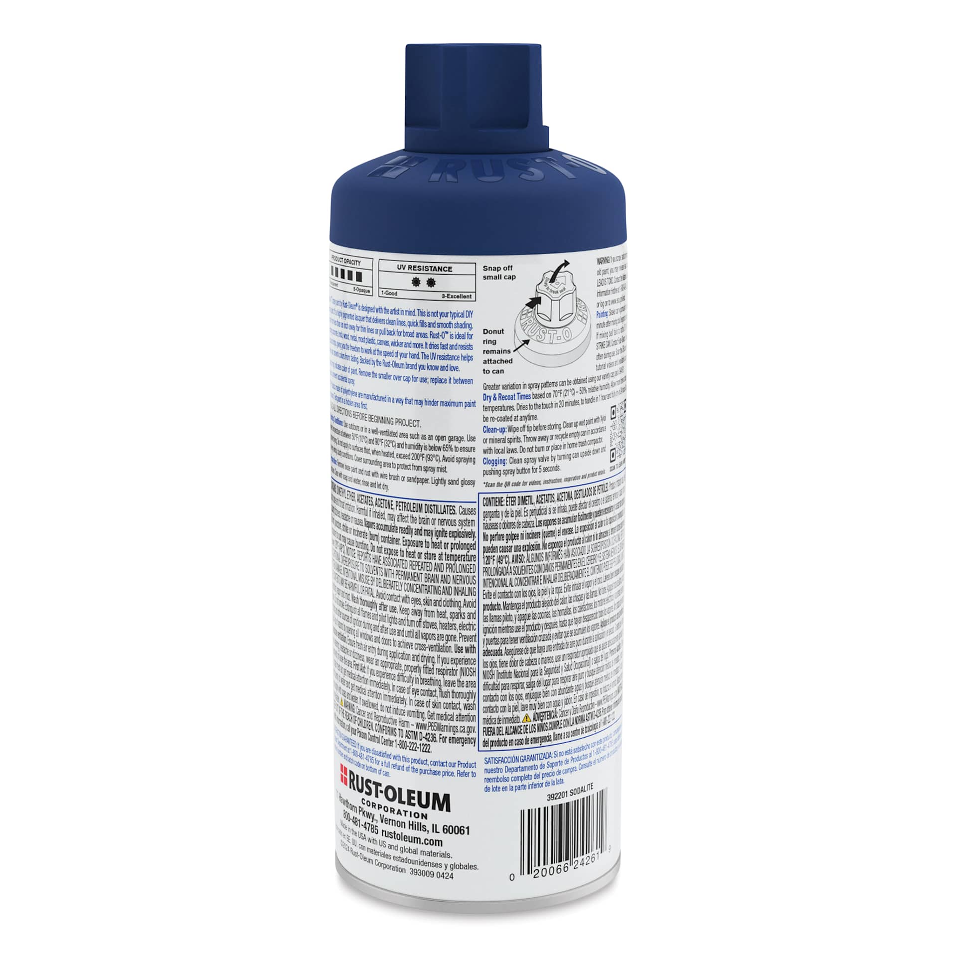 Rust-Oleum Rust-O Artist Acrylic Spray Paint - Sodalite, 11 oz, back of can