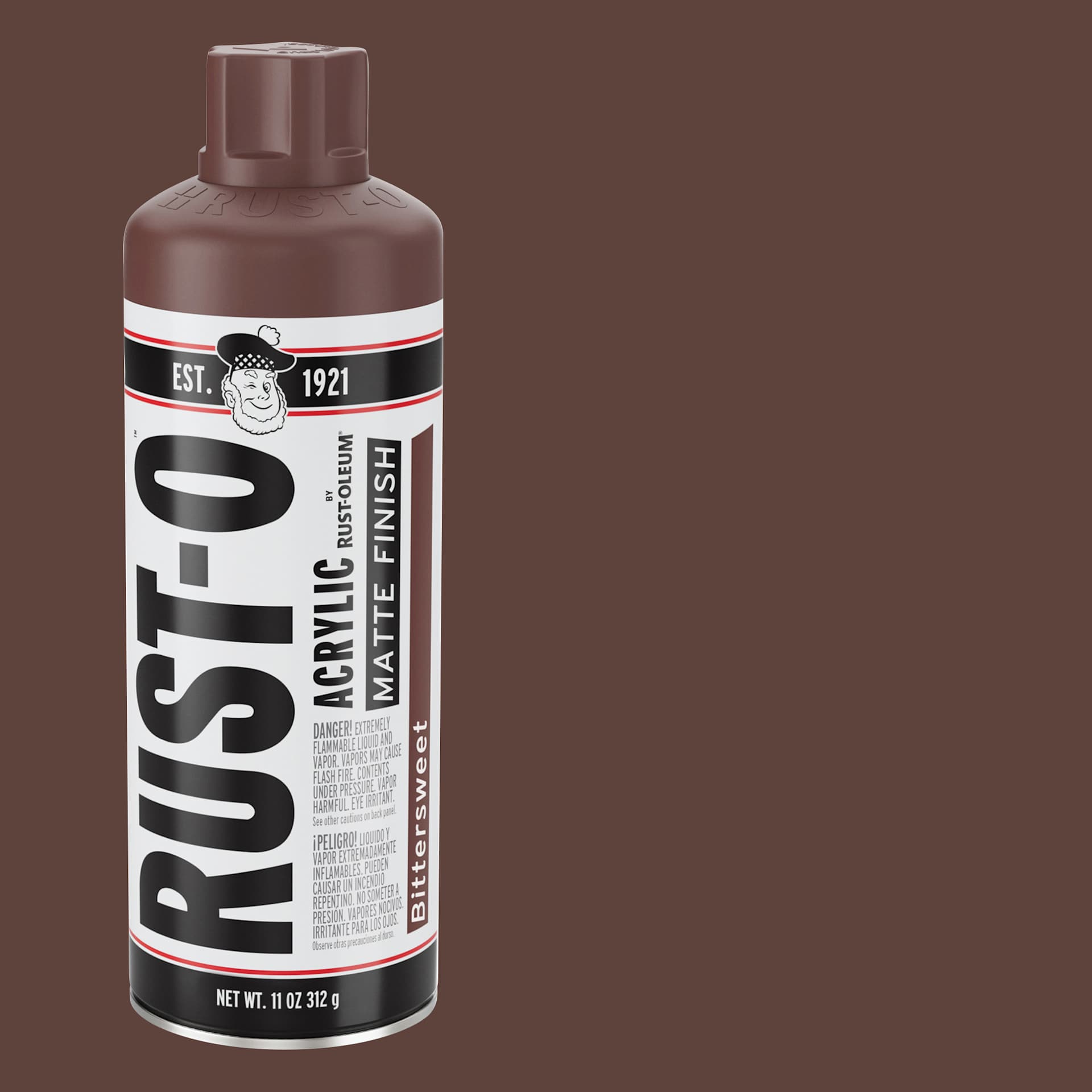 Rust-Oleum Rust-O Artist Acrylic Spray Paint - Bittersweet, Can and Swatch