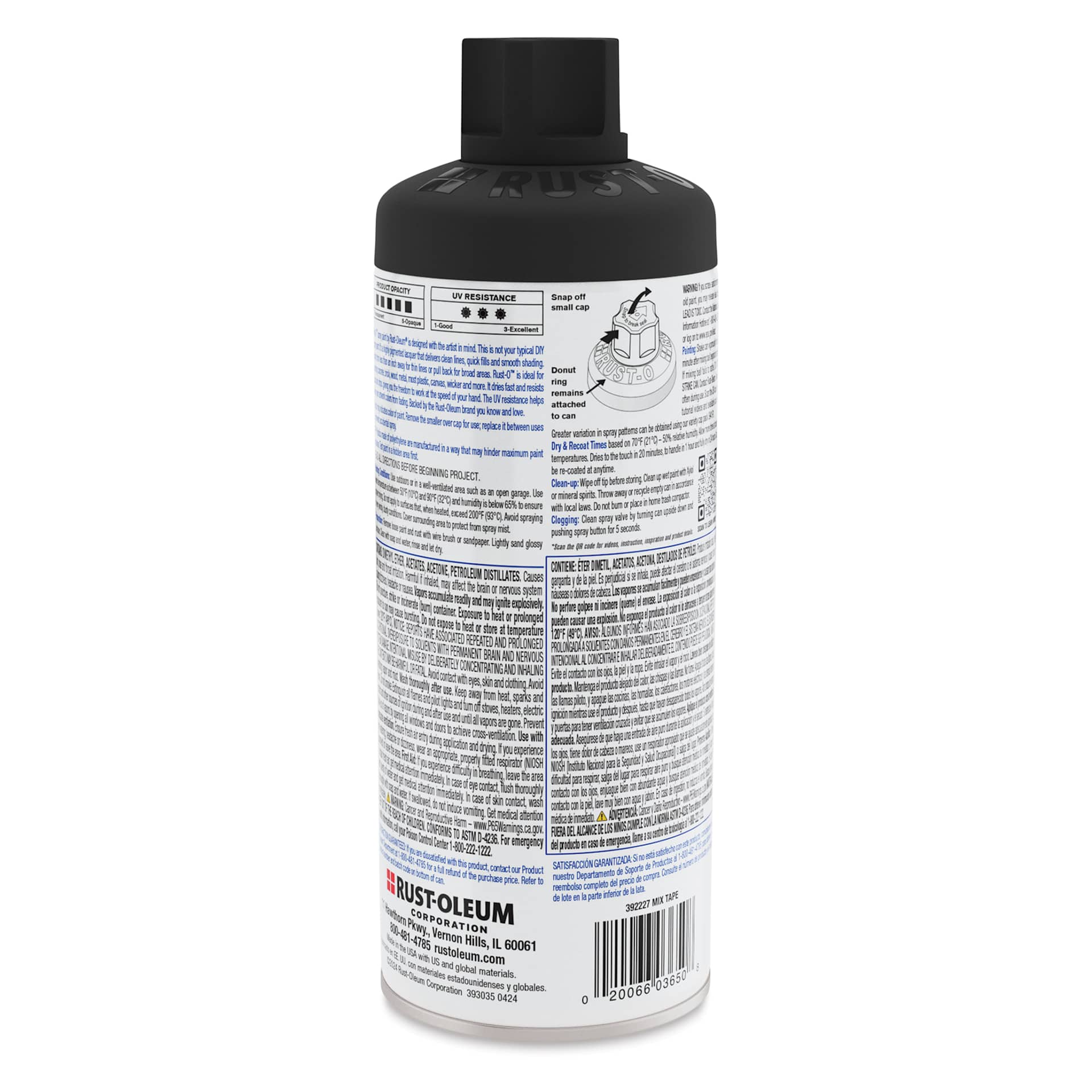 Rust-Oleum Rust-O Artist Acrylic Spray Paint - Mix Tape, 11 oz, back of can