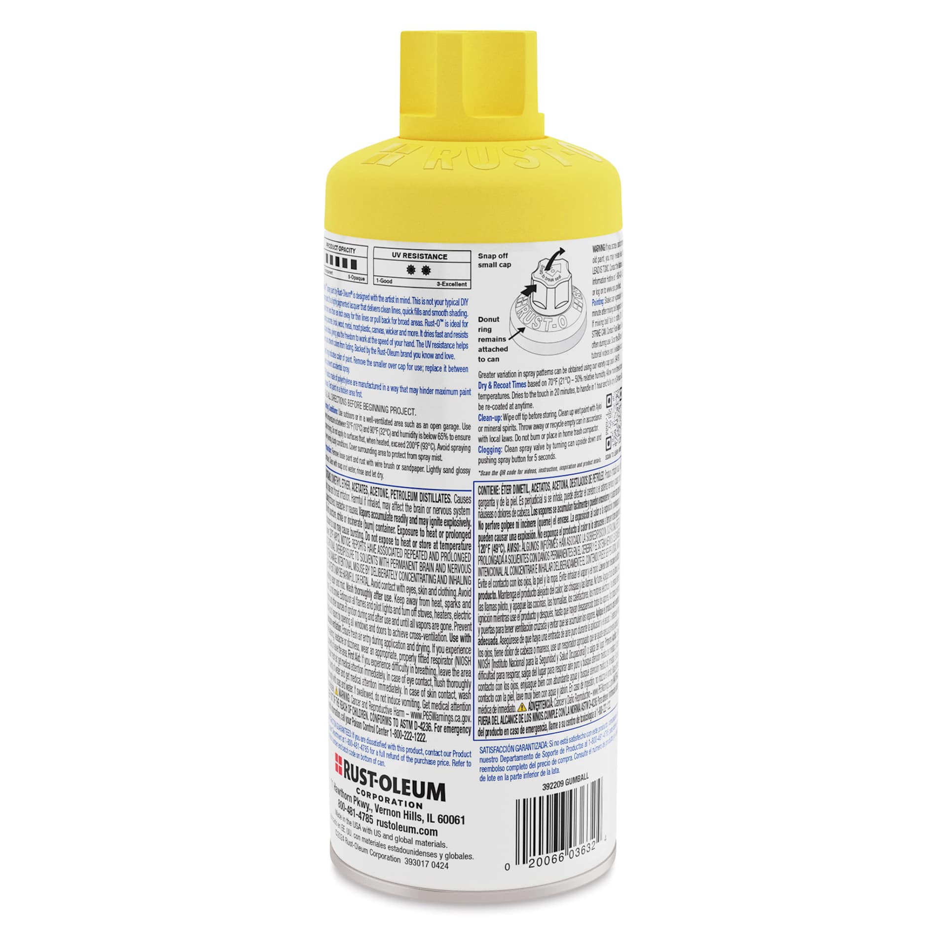 Rust-Oleum Rust-O Artist Acrylic Spray Paint - Gumball, 11 oz, back of can